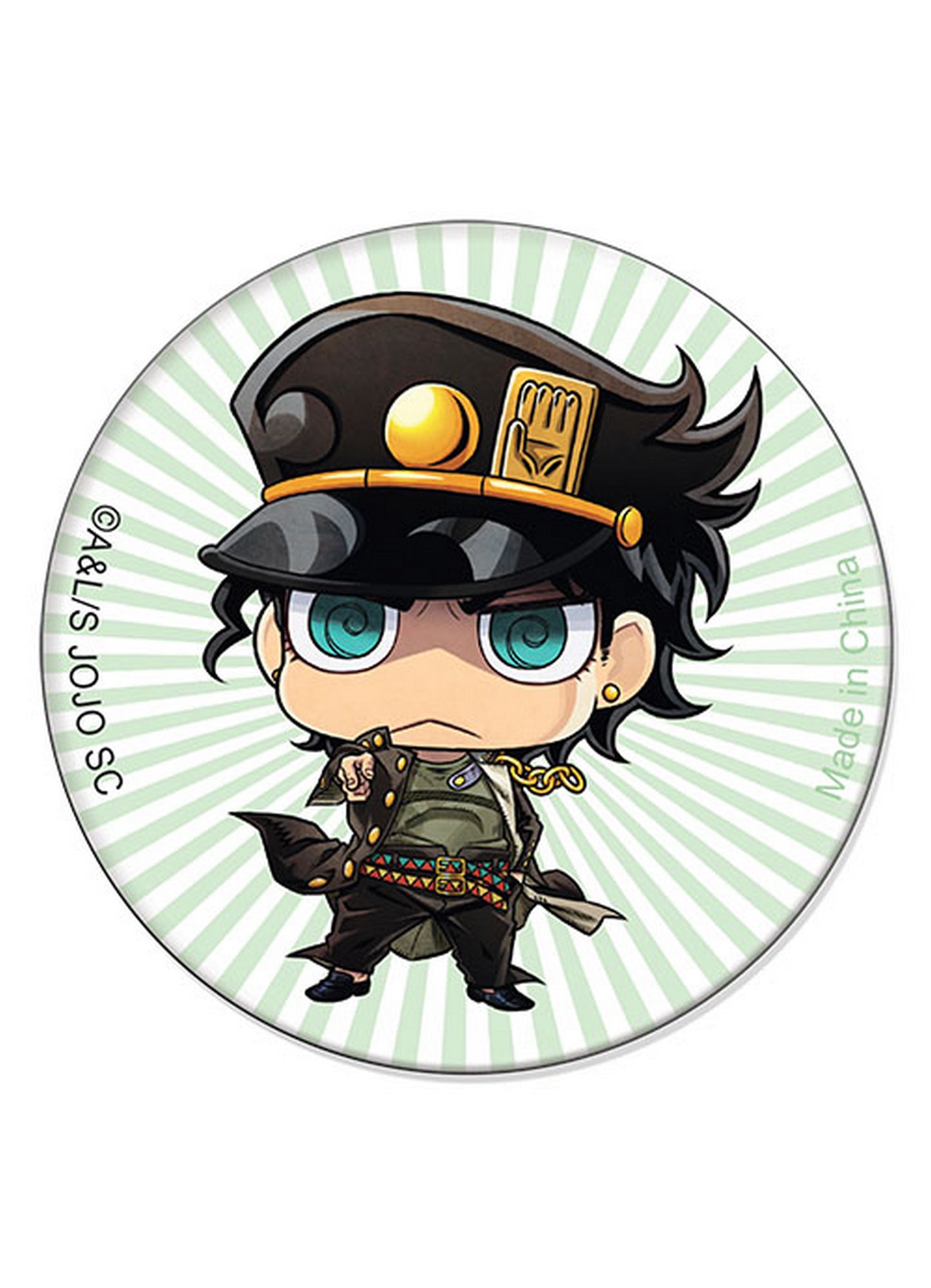 Jojos Bizarre Adventure - Jonathan Joestar Green Stripe Background Button