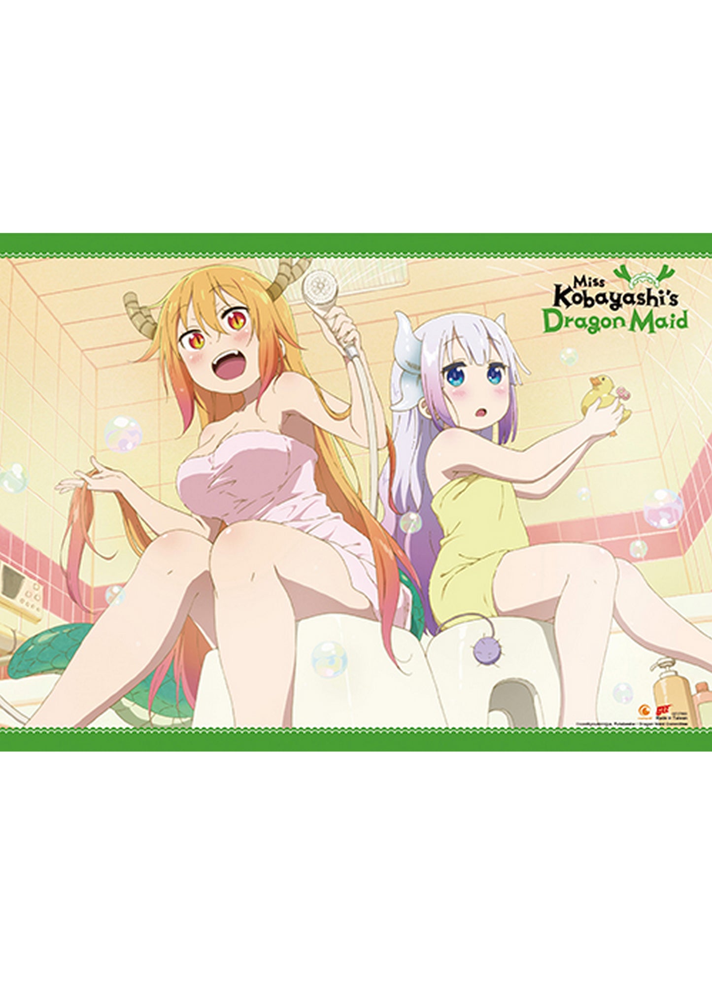Miss Kobayashis Dragon Maid S1 - Tohru Kobayashi & Kanna Kamui Bathing Wall Scroll 18.5"W x 25.2"H