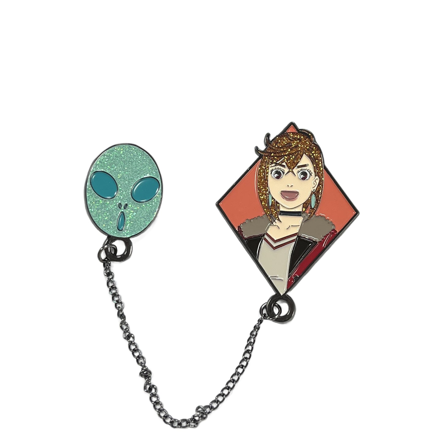 Dan Da Dan - Momo Ayase & Alien Charm Pinsart Pin w/ Chain