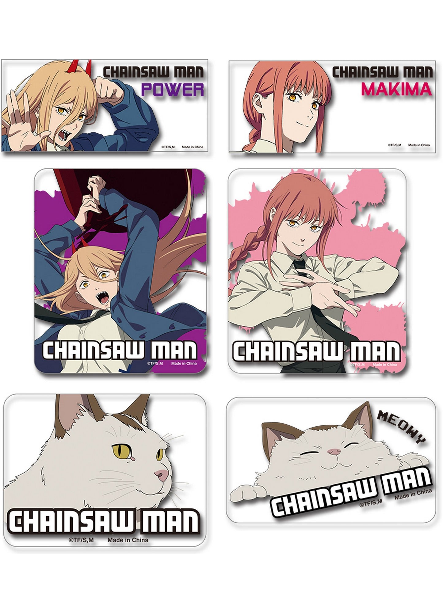 Chainsaw Man - Girls And Meowy Transparent Die-Cut Sticker