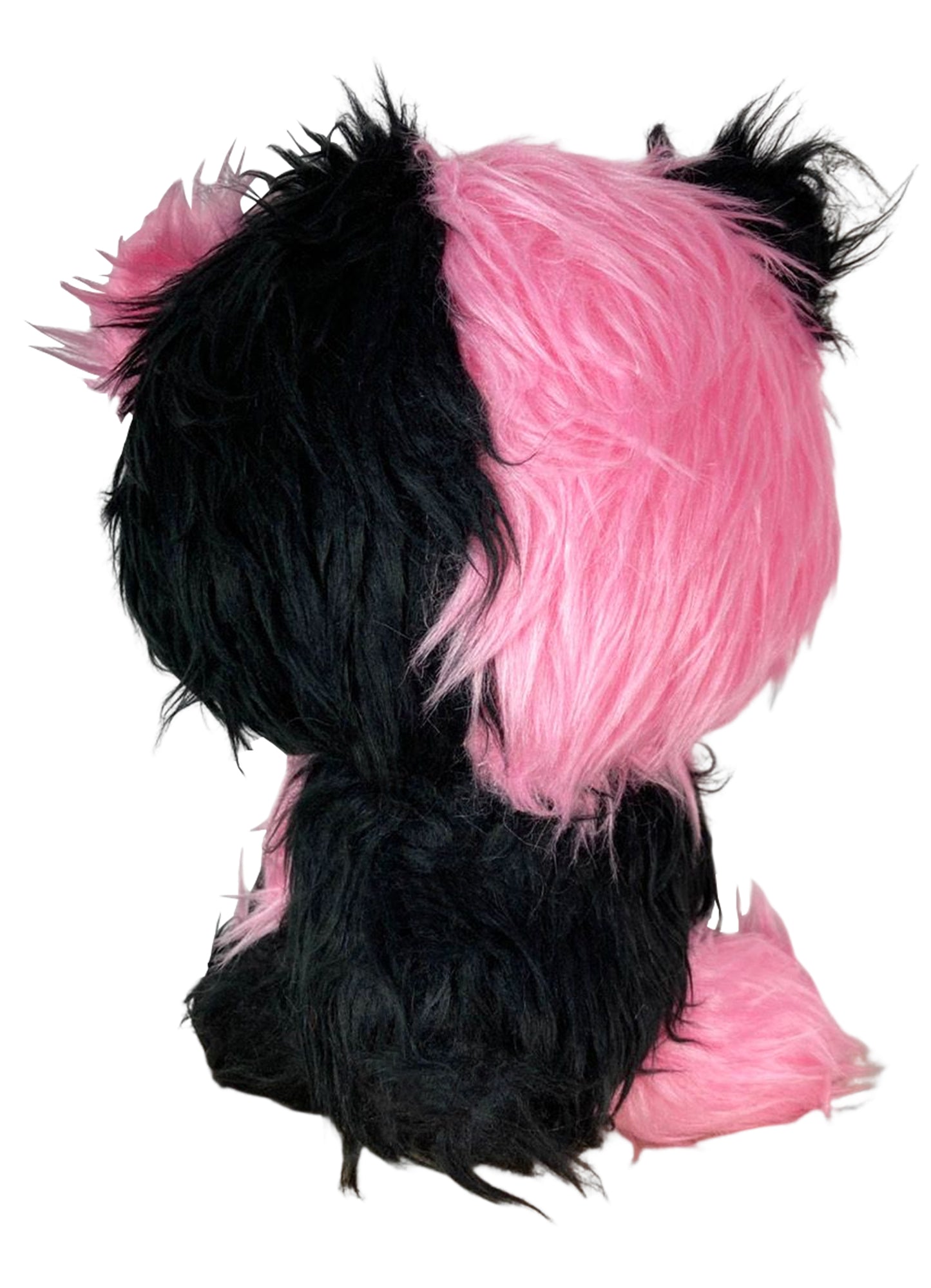 Gloomy Bear - Black Pink Gloomy Bear Sitting Pose Long Hair Fur Plush 7"H
