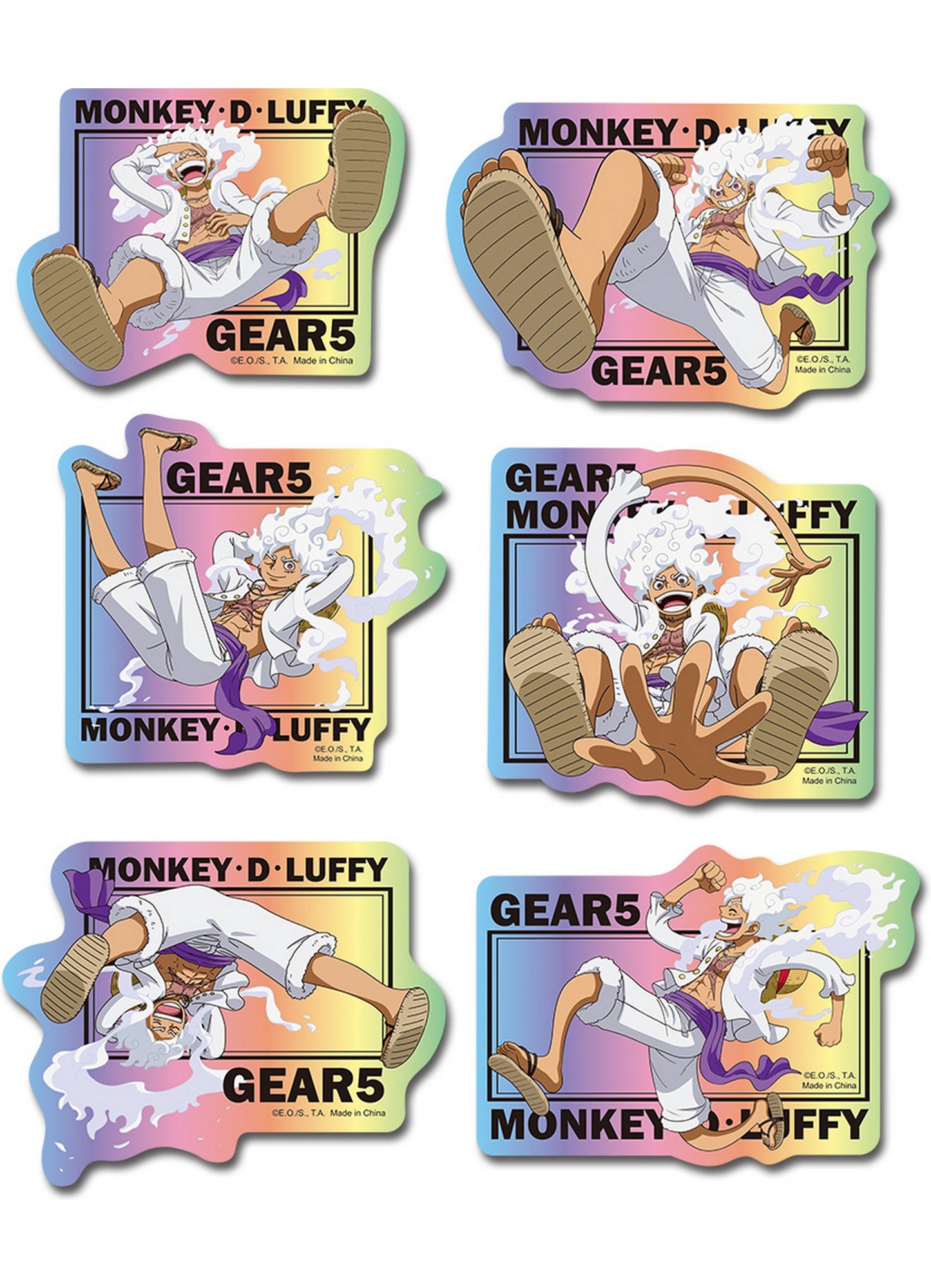 One Piece - Monkey D. Luffy Gear 5 Holographic Sticker Set