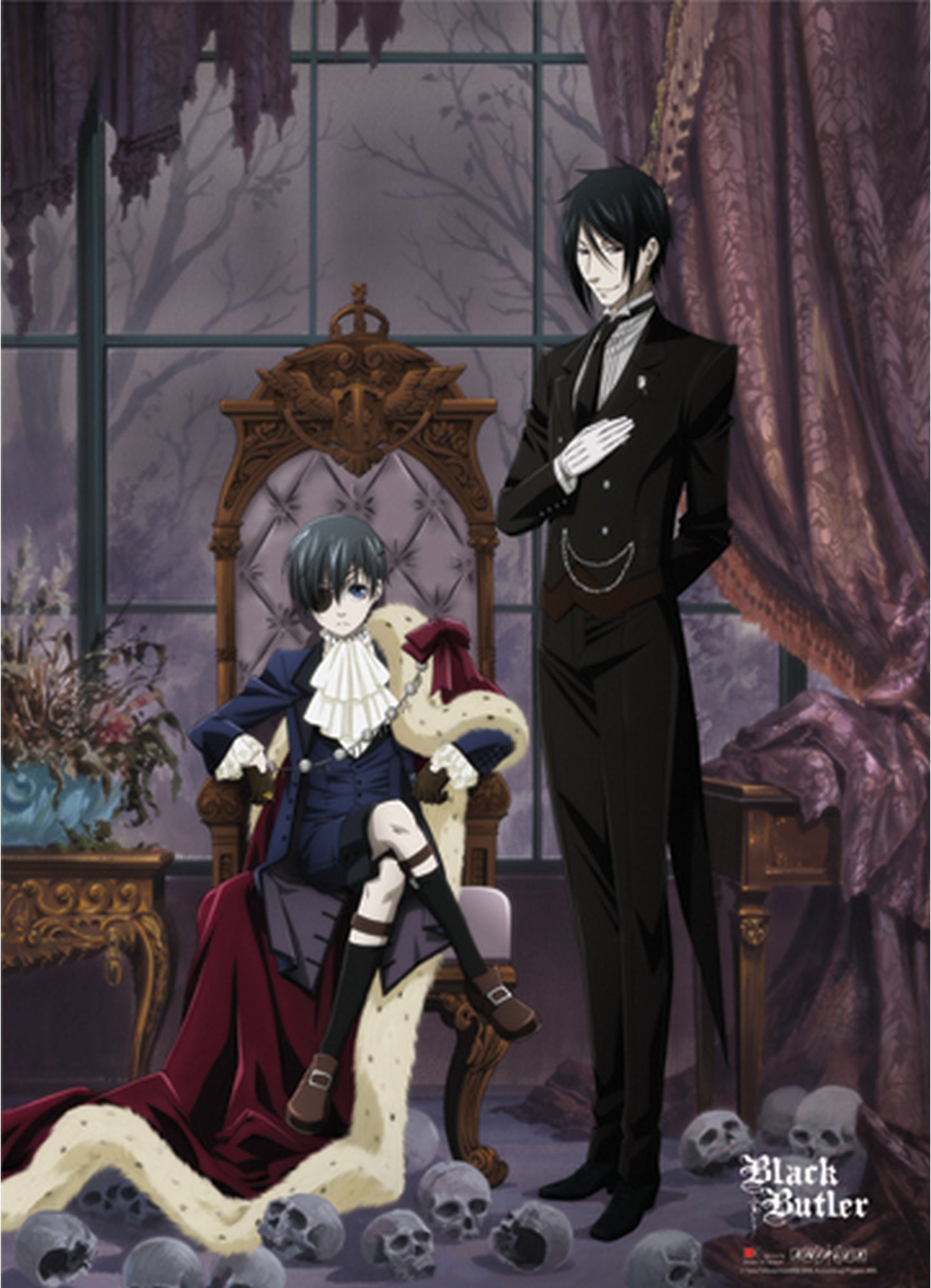Black Butler - Ciel Phantomhive With Clock Wall Scroll 31"W x 43"H