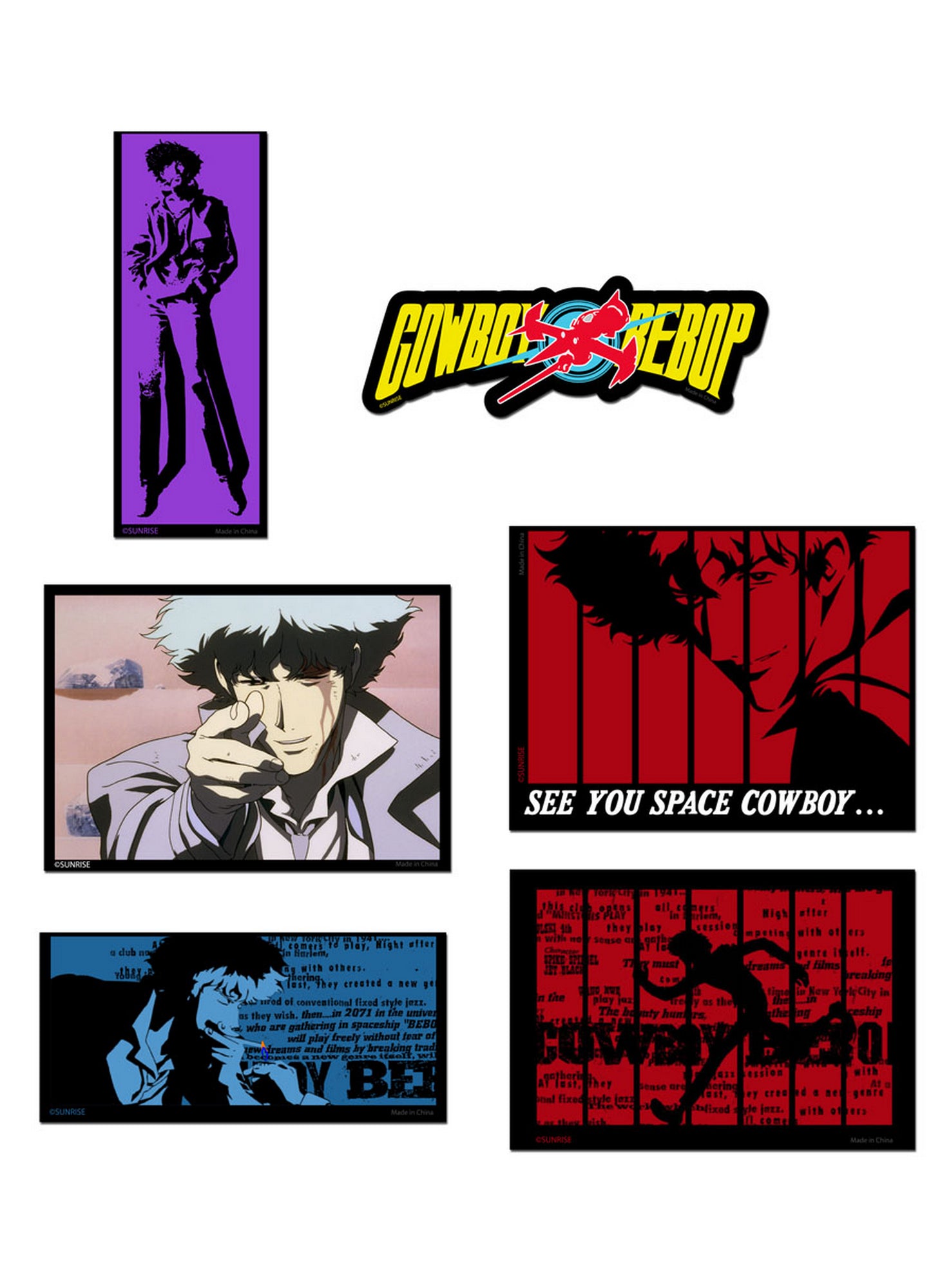 Cowboy Bebop - Spike Spiegel Screenshots Die-Cut Sticker Set 4"