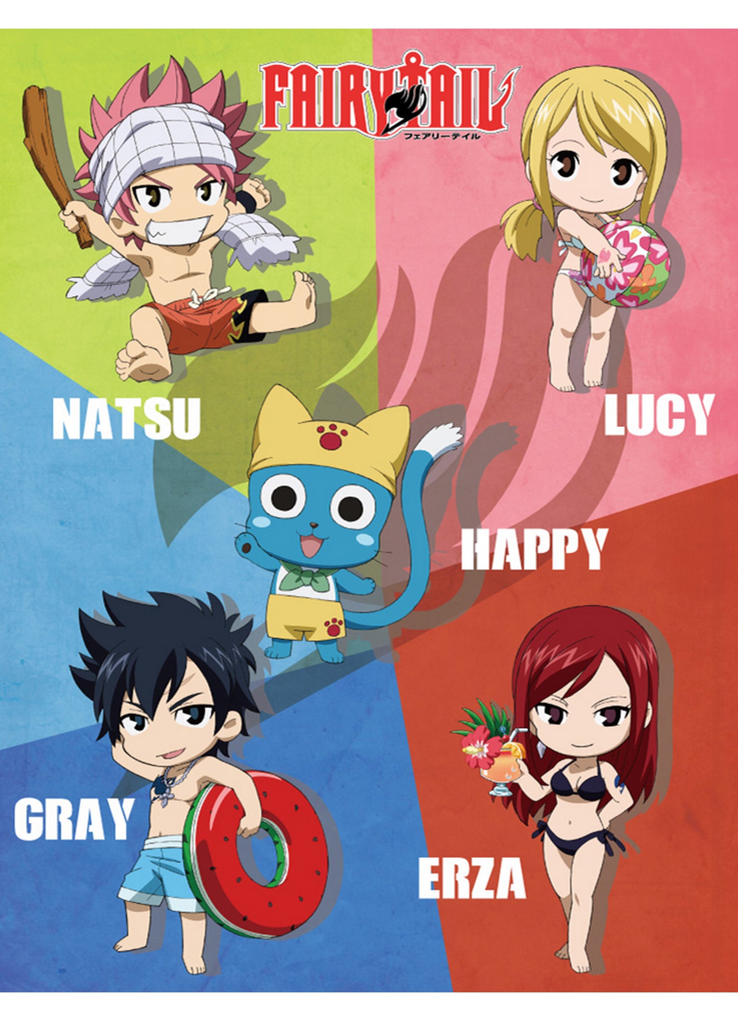 Fairy Tail - Swimwear Group Sublimation Throw Blanket 46"W x 60"H