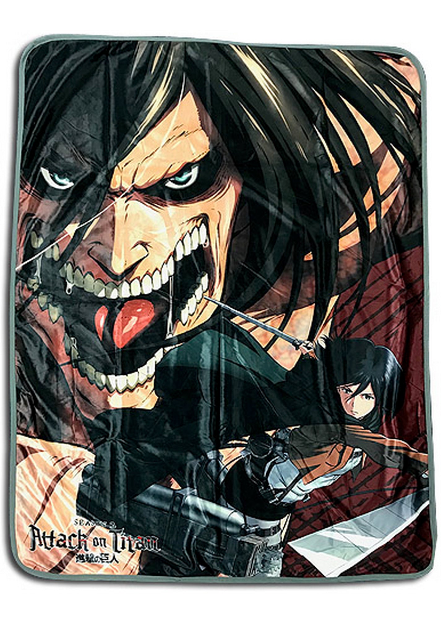 Attack on Titan Season 2 - Eren Yeager & Mikasa Ackerman Sublimation Throw Blanket 46"W x 60"H