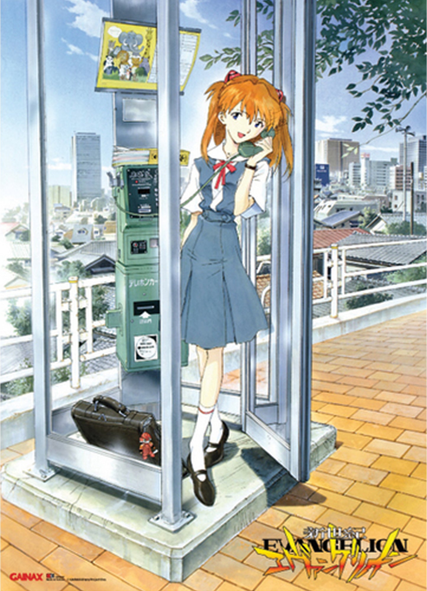 Evangelion - Asuka Langley With Phone Booth Wall Scroll 31"W x 43"H