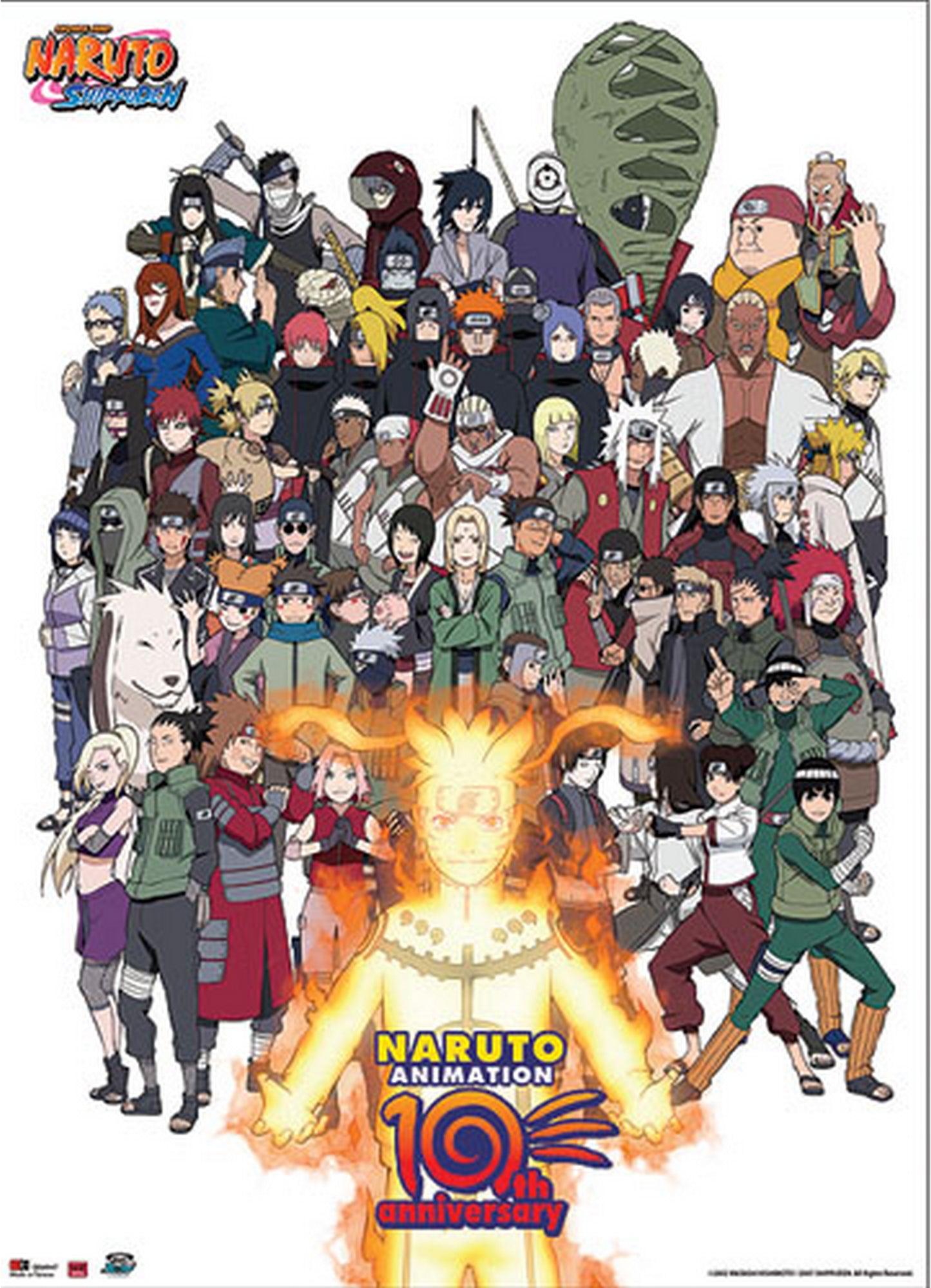Naruto - Cast 10th Anniversary Wall Scroll 31"W x 43"H