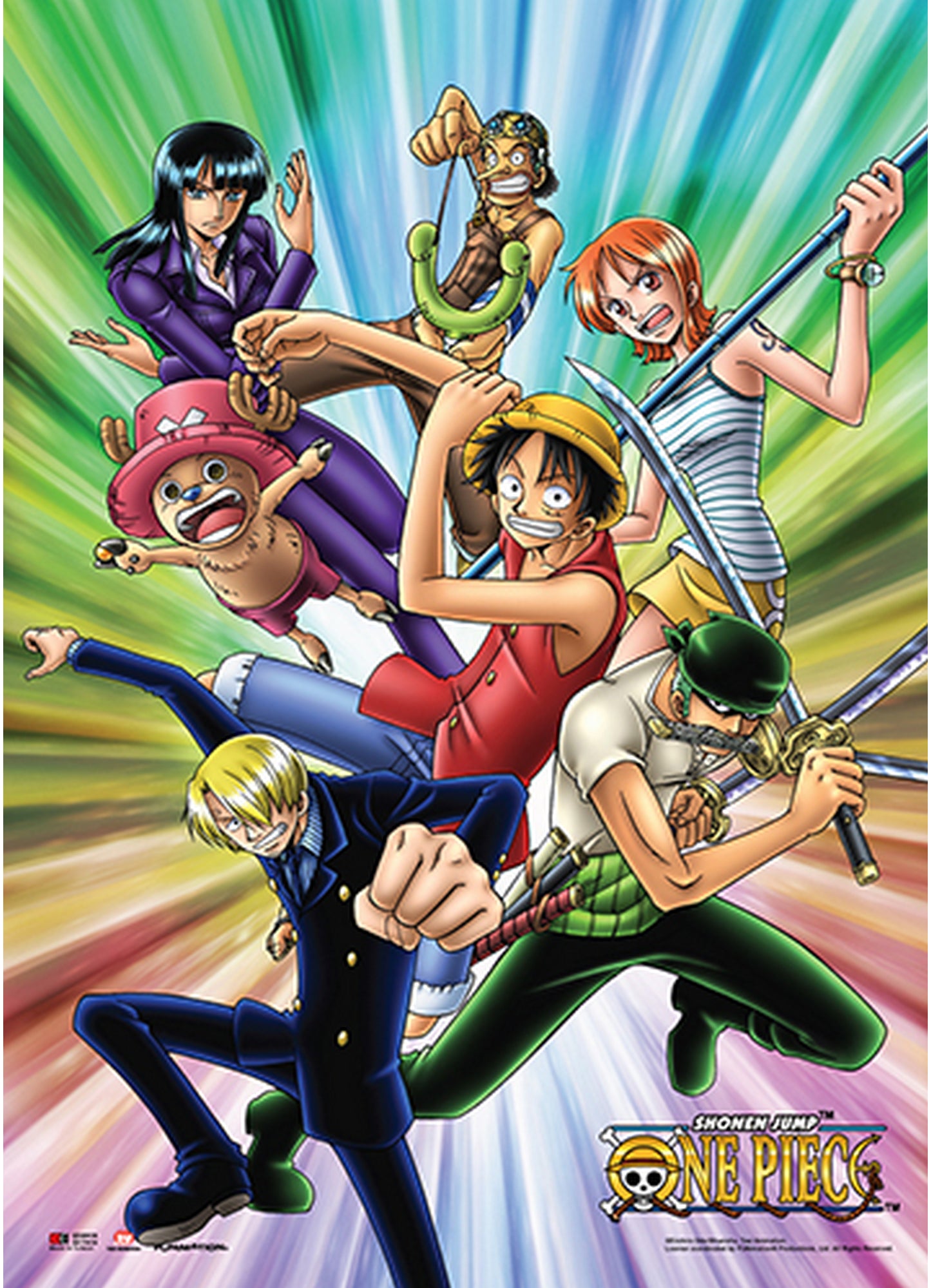 One Piece - Straw Hat Pirates Color Burst Background Wall Scroll 31"W x 43"H