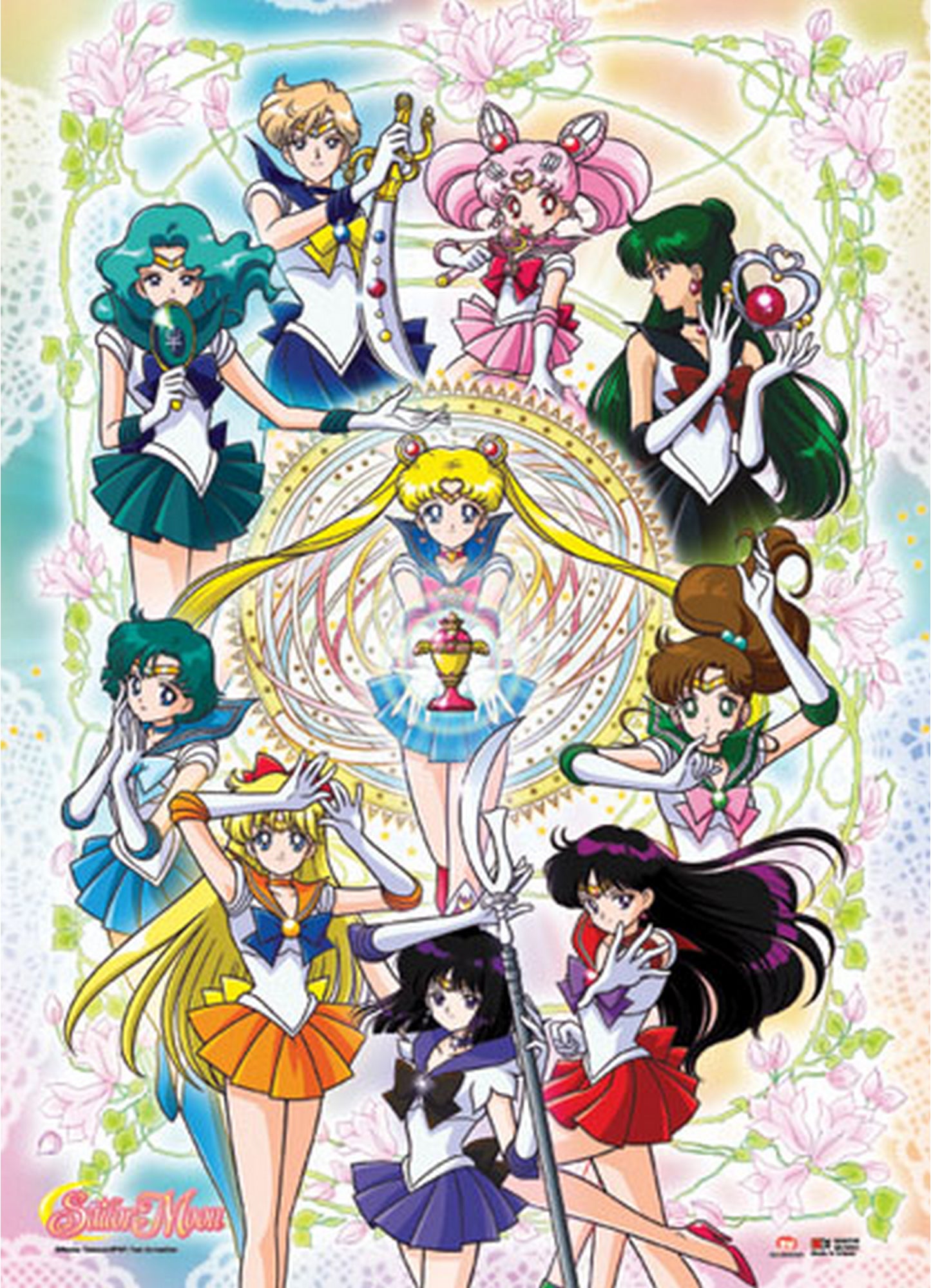 Sailor Moon - Sailor Soldiers Floral Wall Scroll 31"W x 43"H