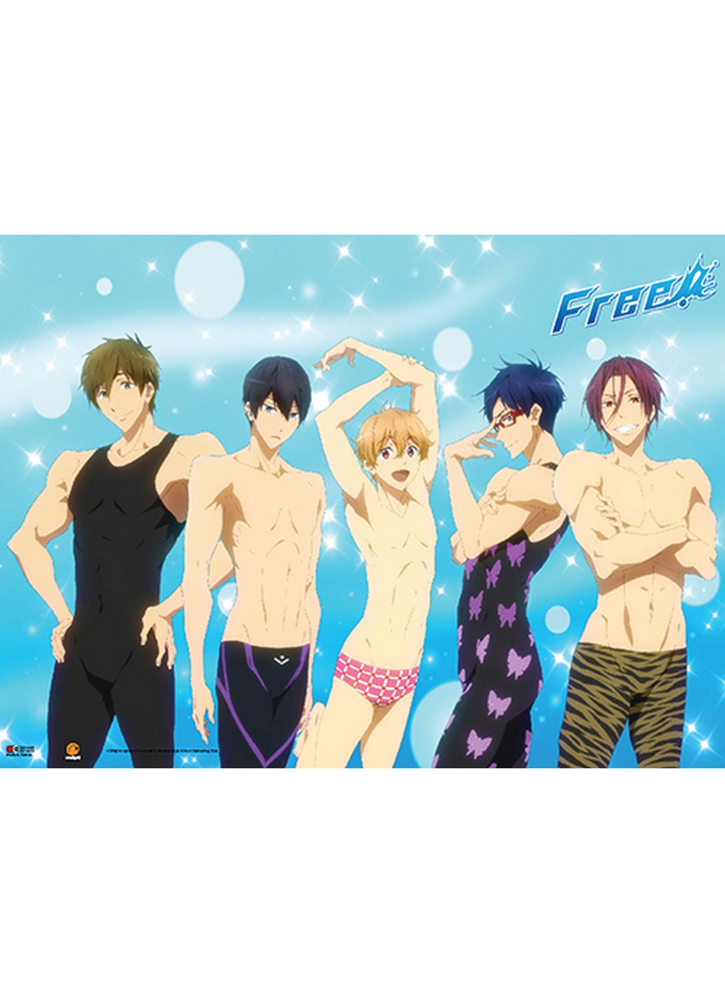 Free! - Makoto Tachibana, Haruka Nanase, Nagisa Hazuki, Rei Ryuugazaki, & Rin Matsuoka Wall Scroll 31"W x 43"H