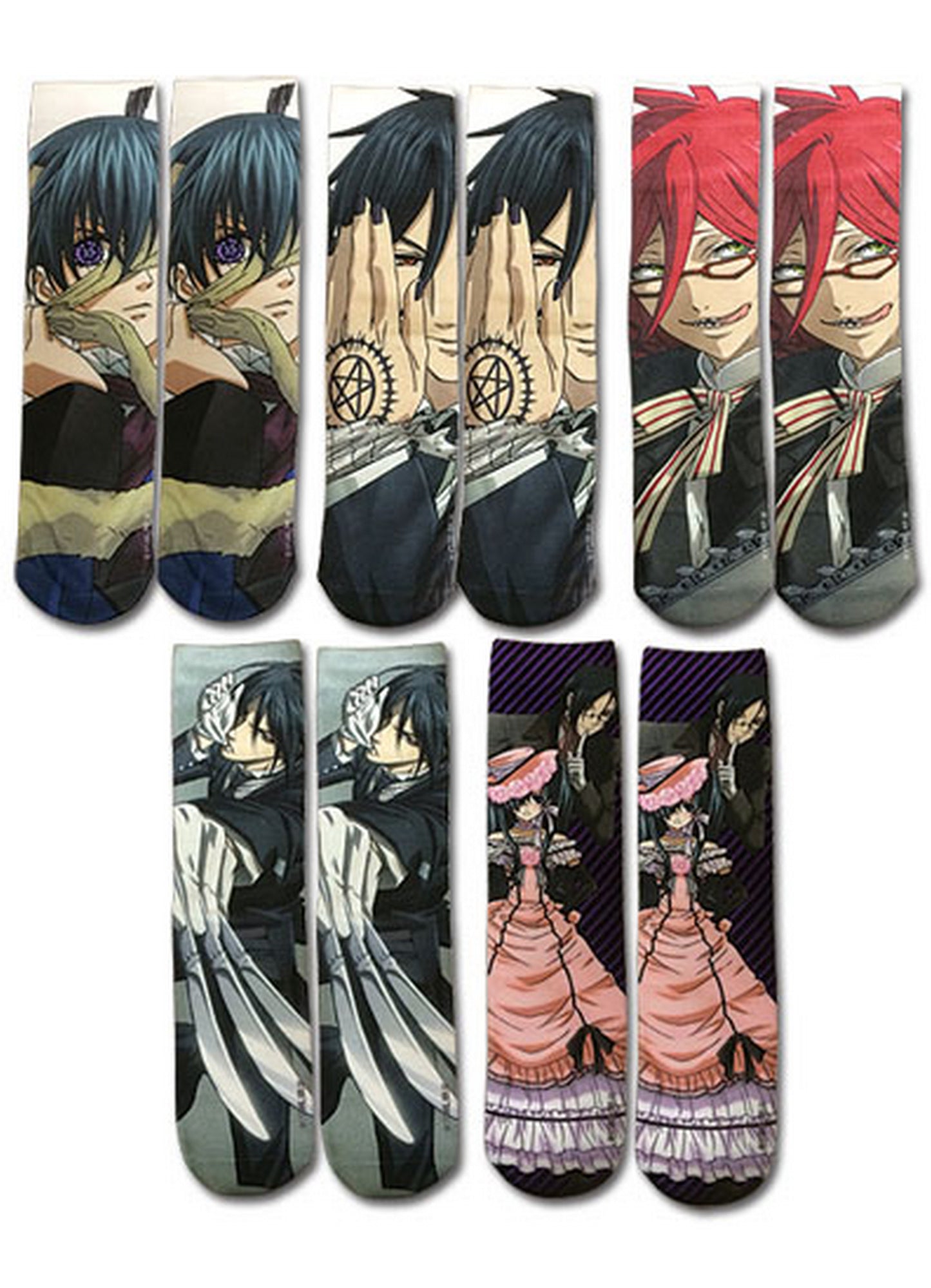 Black Butler - 5 Pack Sublimation Socks