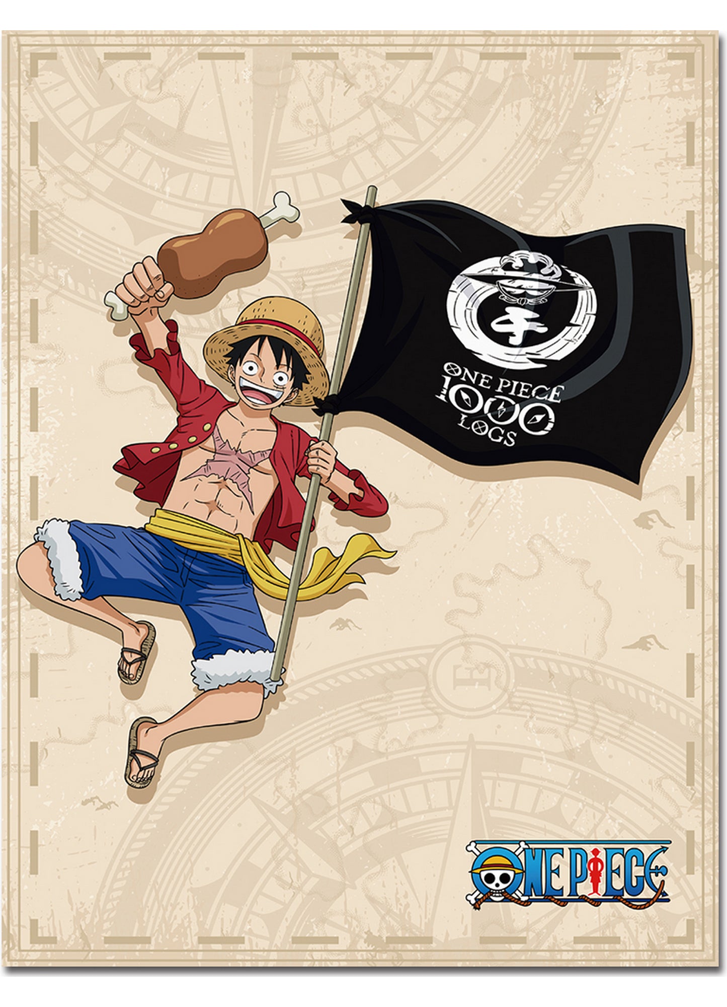 One Piece 1000th Episode Celebration - Luffy #A Sublimation Throw Blanket 46"W x 60"H