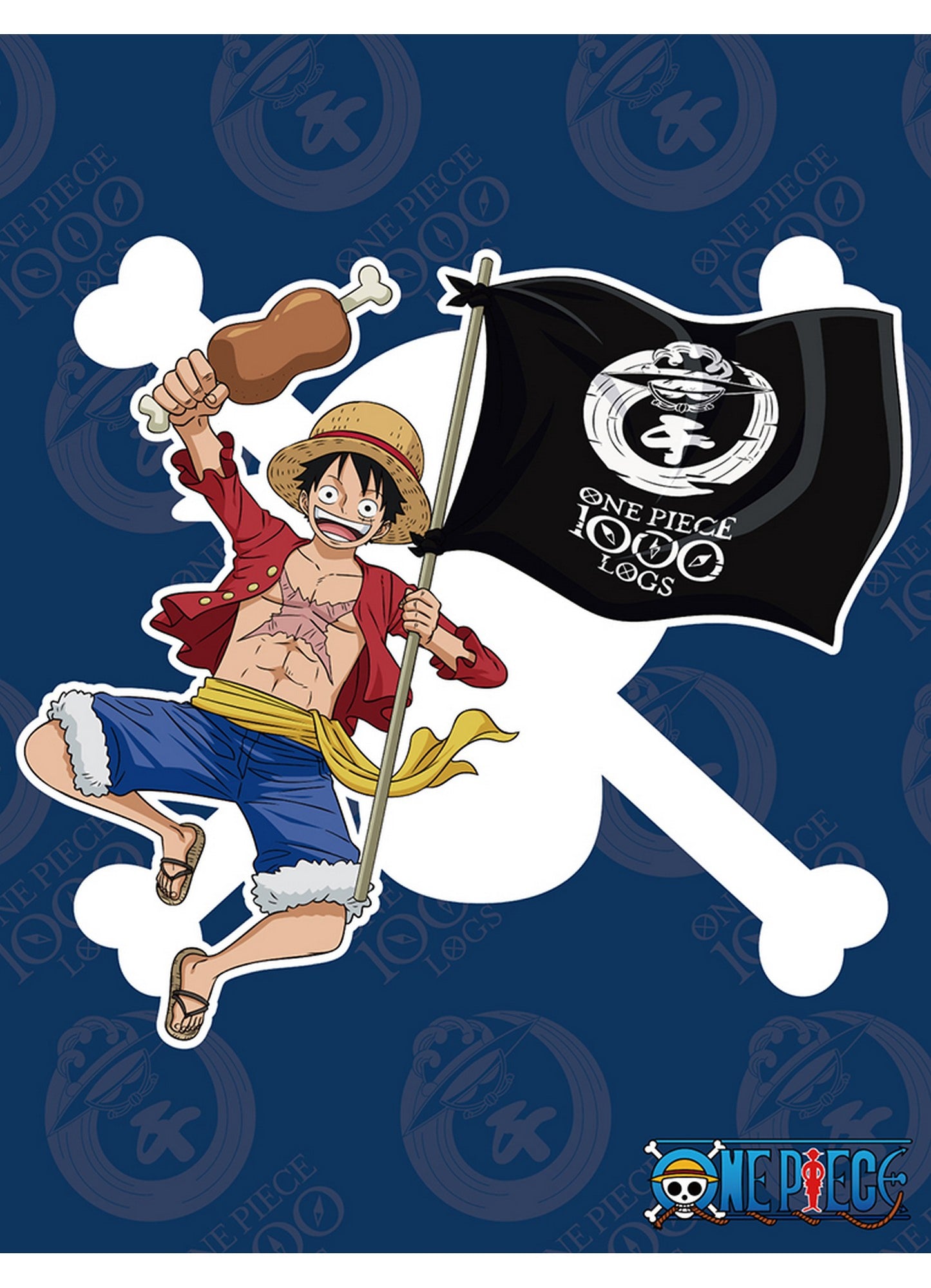 One Piece 1000Th Episode Celebration - Monkey D. Luffy Navy Sublimation Throw Blanket 46"W x 60"H