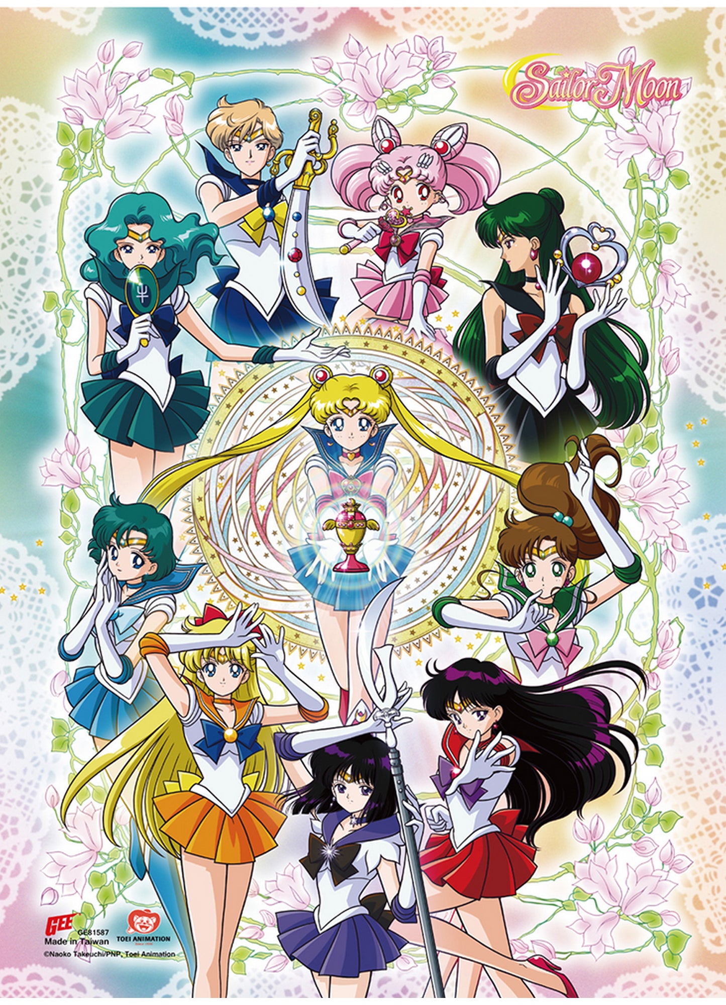 Sailor Moon S - Sailor Soldiers Floral SS Wall Scroll 18.5"W x 25.2"H