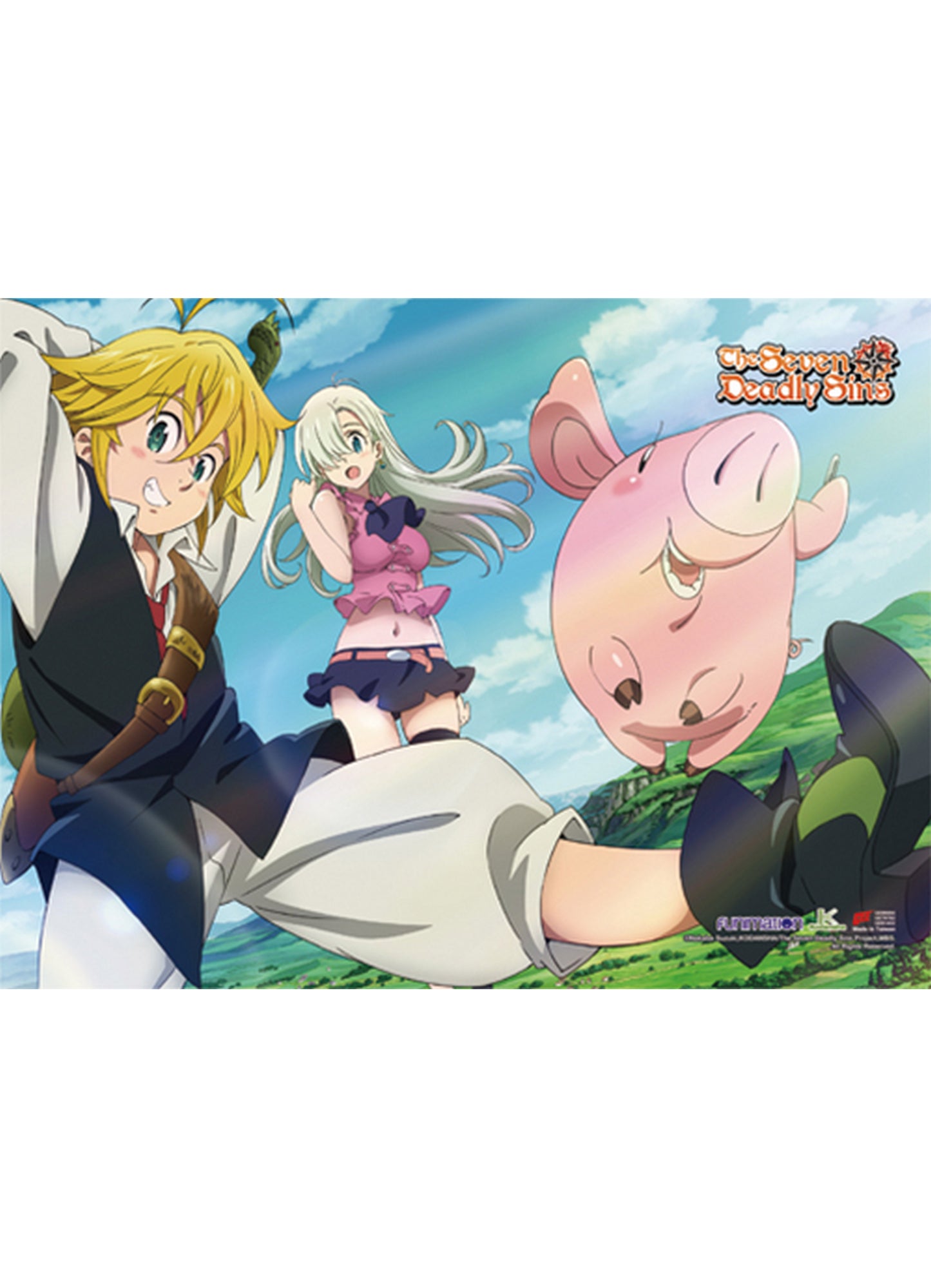 The Seven Deadly Sins - Meliodas & Elizabeth & Hawk 1 Wall Scroll 31"W x 43"H