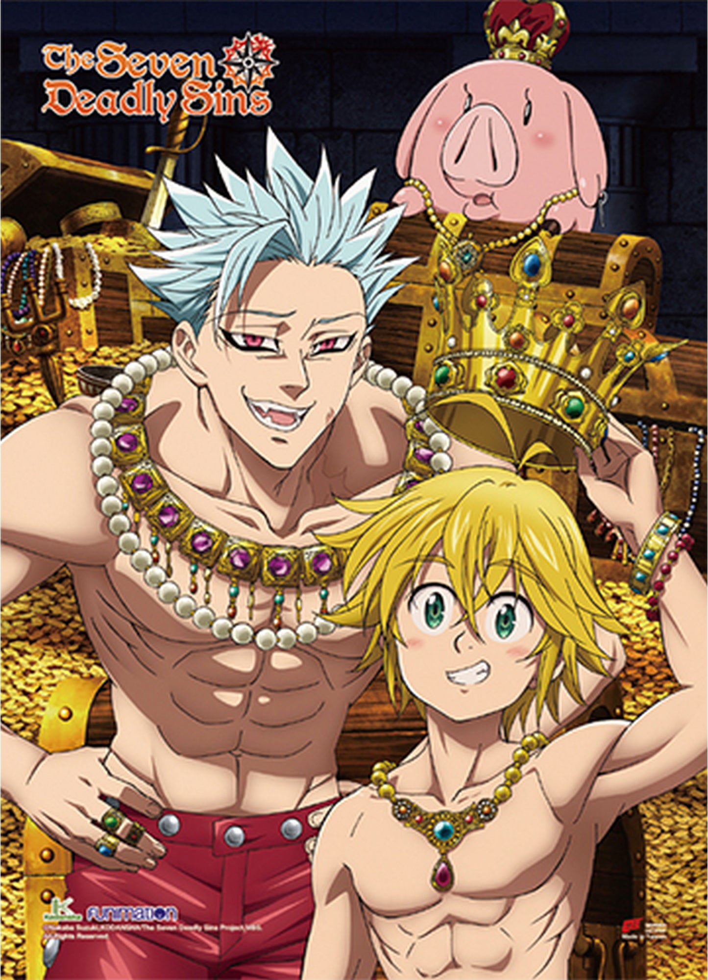 The Seven Deadly Sins - Meliodas & Ban & Hawk Wall Scroll 31"W x 43"H