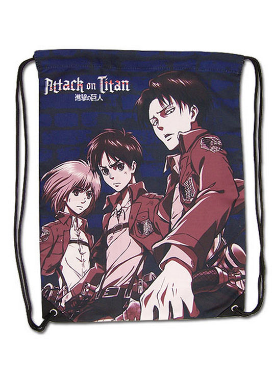 Attack On Titan - Eren Yeager, Levi Ackerman & Armin Arlet Drawstring Bag