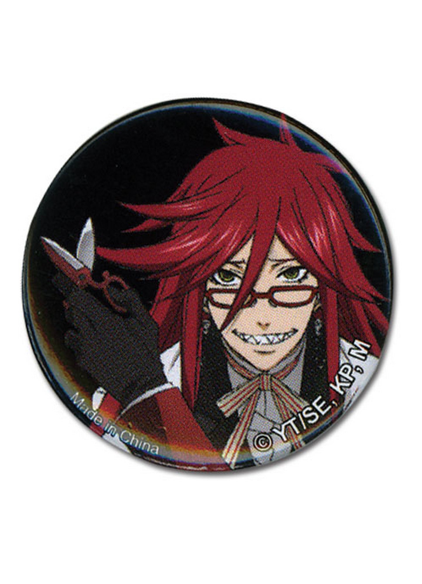 Black Butler - Grell Sutcliff Wiht Scissors 1.25" Button