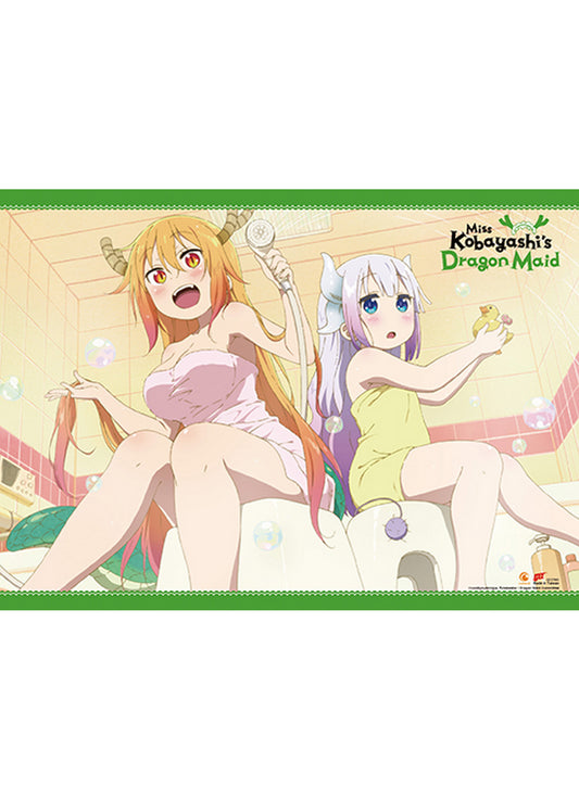 Miss Kobayashis Dragon Maid S1 - Tohru Kobayashi & Kanna Kamui Bathing Wall Scroll 18.5"W x 25.2"H