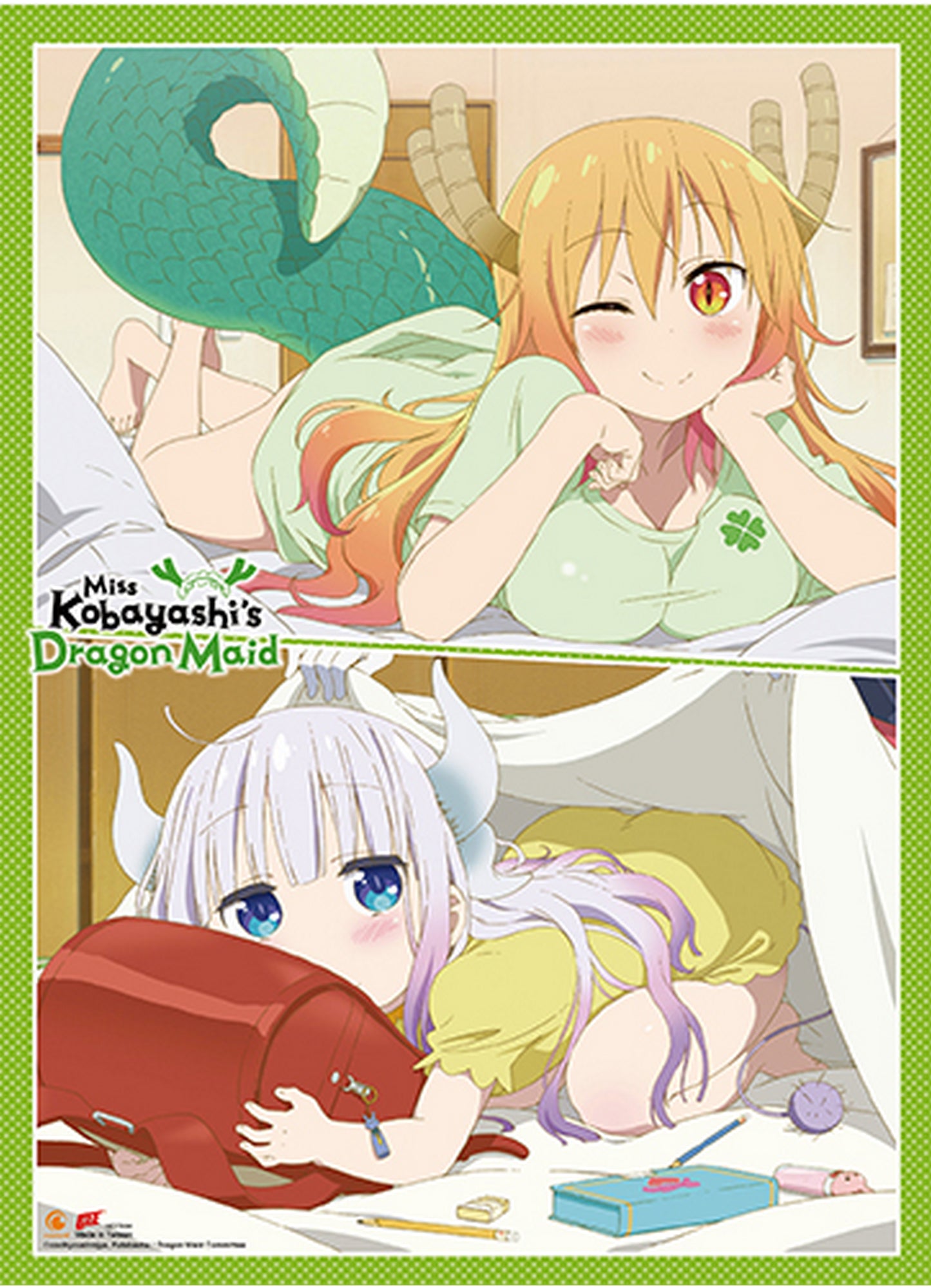 Miss Kobayashis Dragon Maid S1 - Tohru Kobayashi & Kanna Kamui Go To Sleep Wall Scroll 18.5"W x 25.2"H