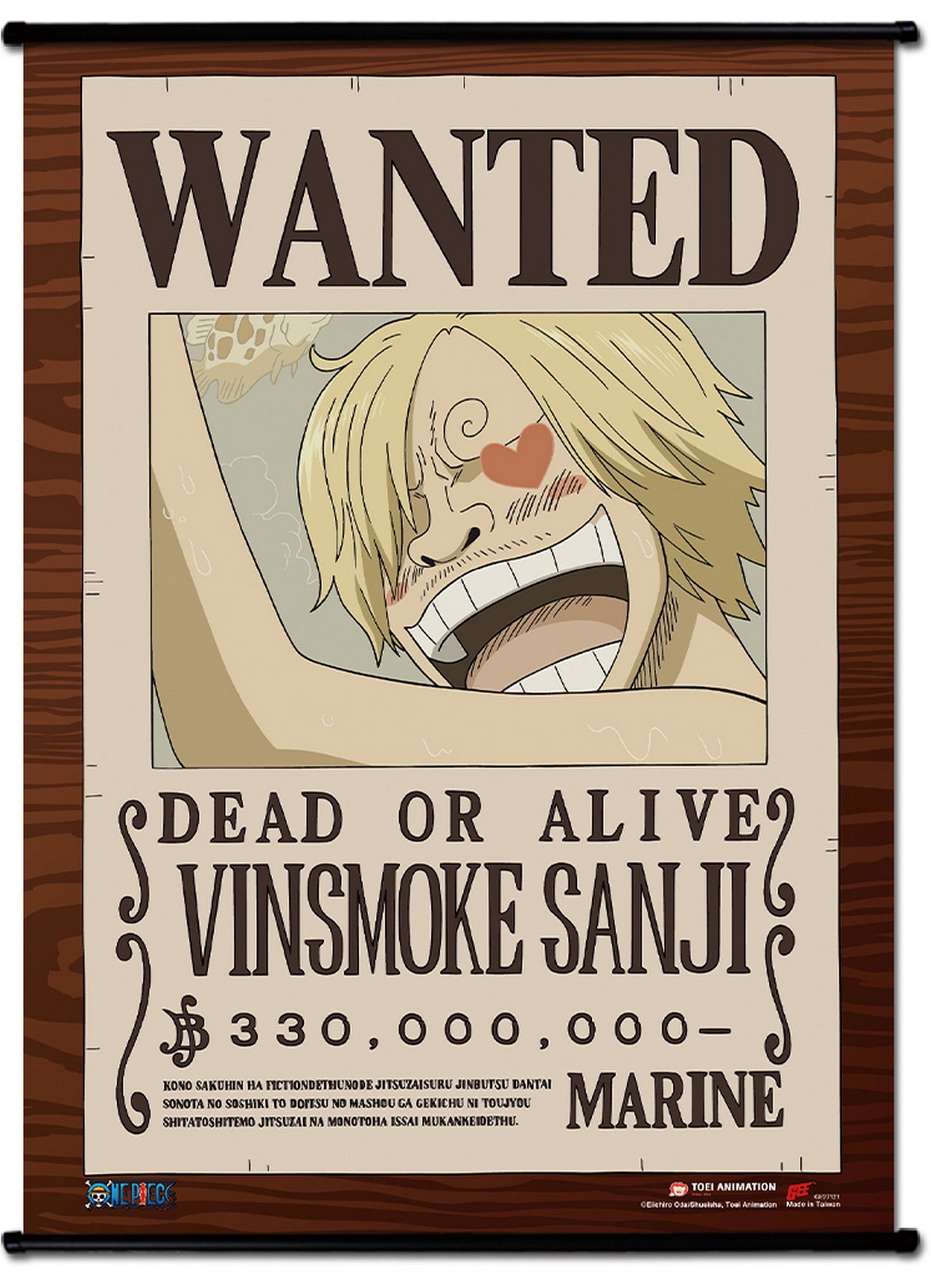 One Piece - Wanted Poster Vinsmoke Sanji Wall Scroll 31"W x 43"H