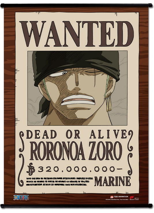 One Piece - Wanted Posters Zoro Wall Scroll 31"W x 43"H
