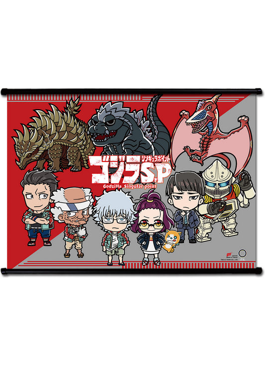 Godzilla Single Point - SD Character Group Wall Scroll 31"W x 43"H