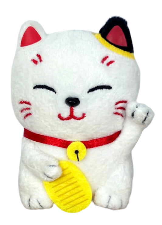 Lucky Cat Plush Keychain 3"H