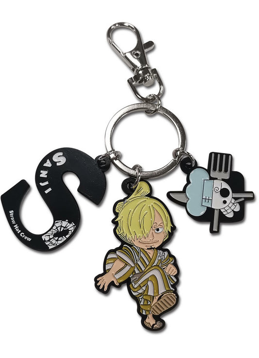 One Piece - Vinsmoke Sanji Wano Version SD With Icon Three Charm Keychain