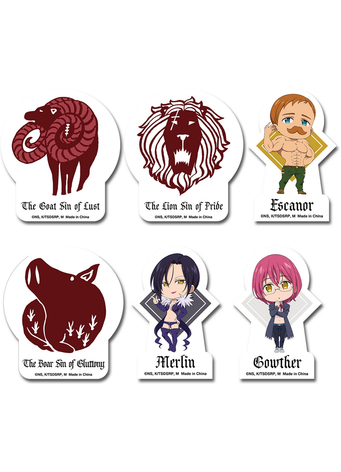 The Seven Deadly Sins S3 - SD Character With Tattoo #1 Die-Cut Sticker Set