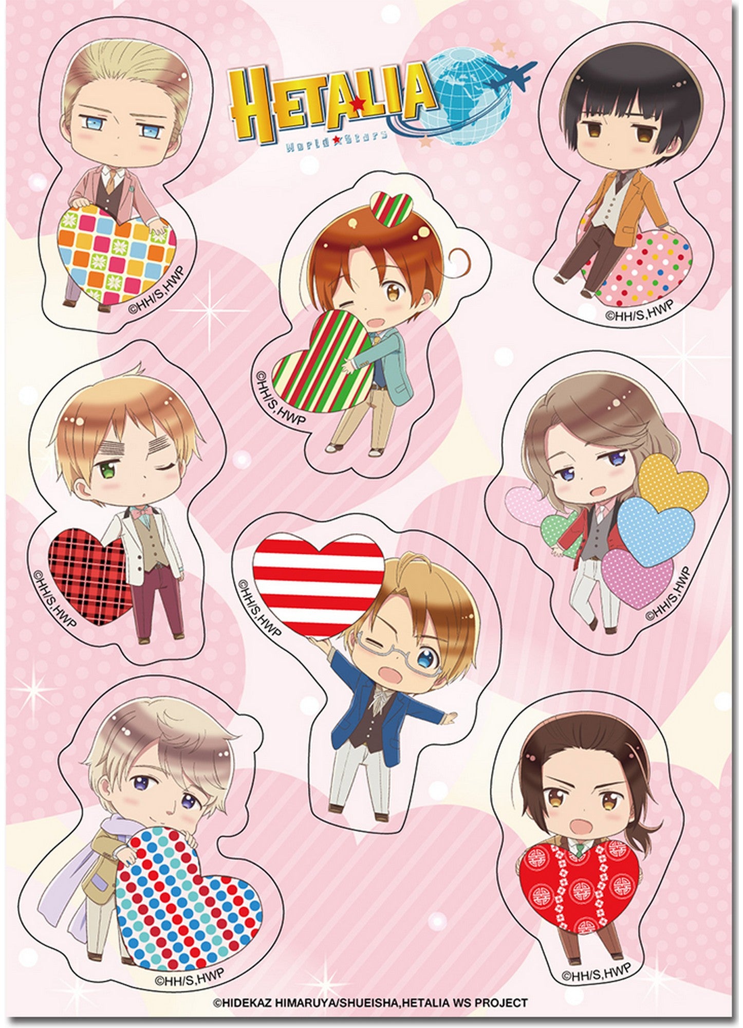 Hetalia Season 7 - SD Heart Character Circle Sticker Set