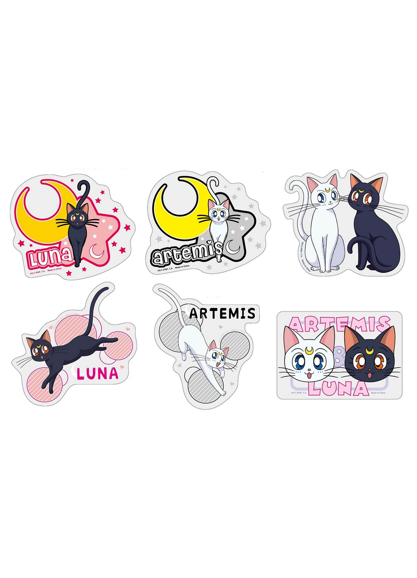 Sailor Moon R - Luna & Artemis Transparent Die-Cut Sticker Set