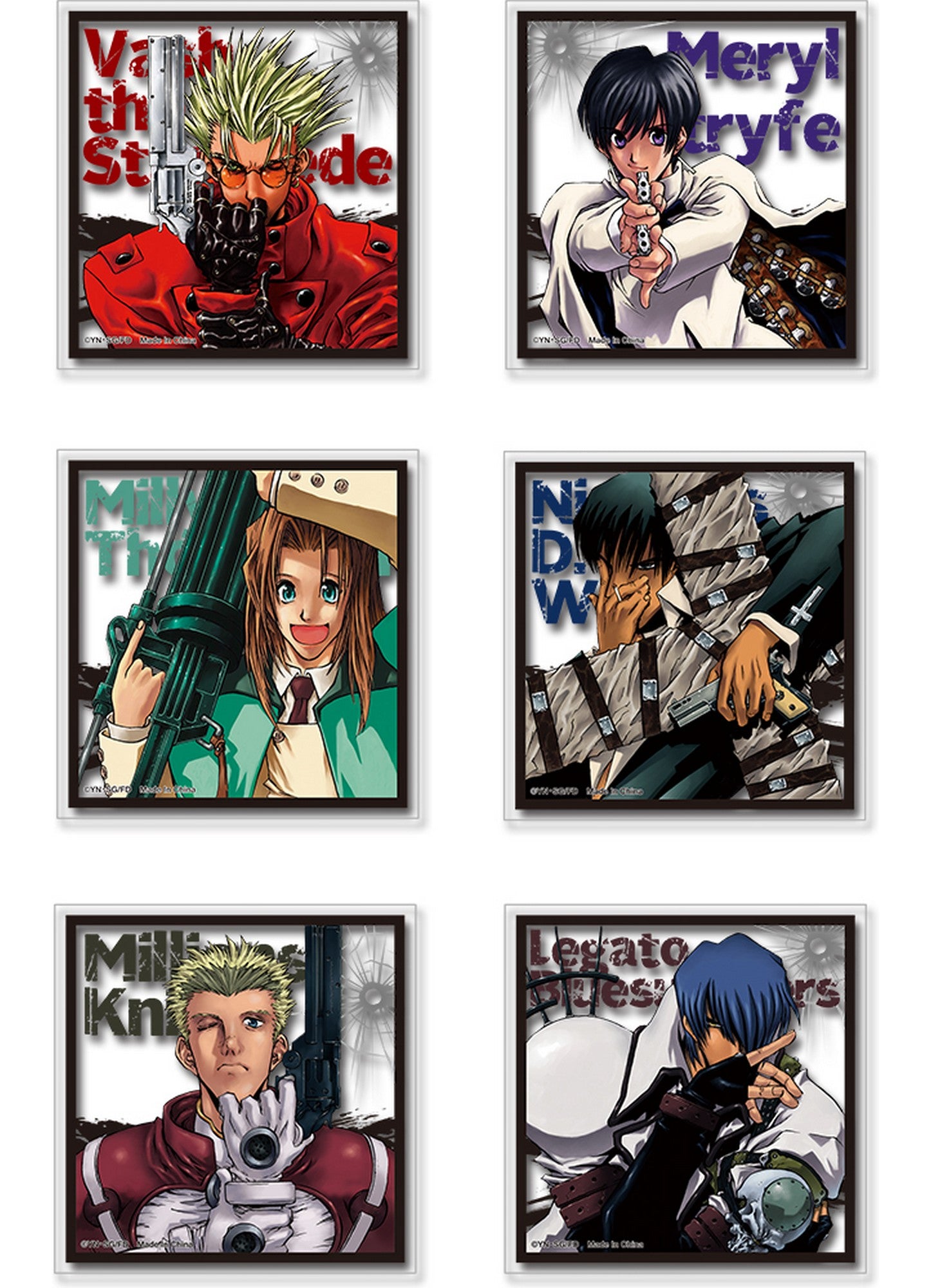 Trigun - Main Characters Transparent Die-Cut Sticker Set