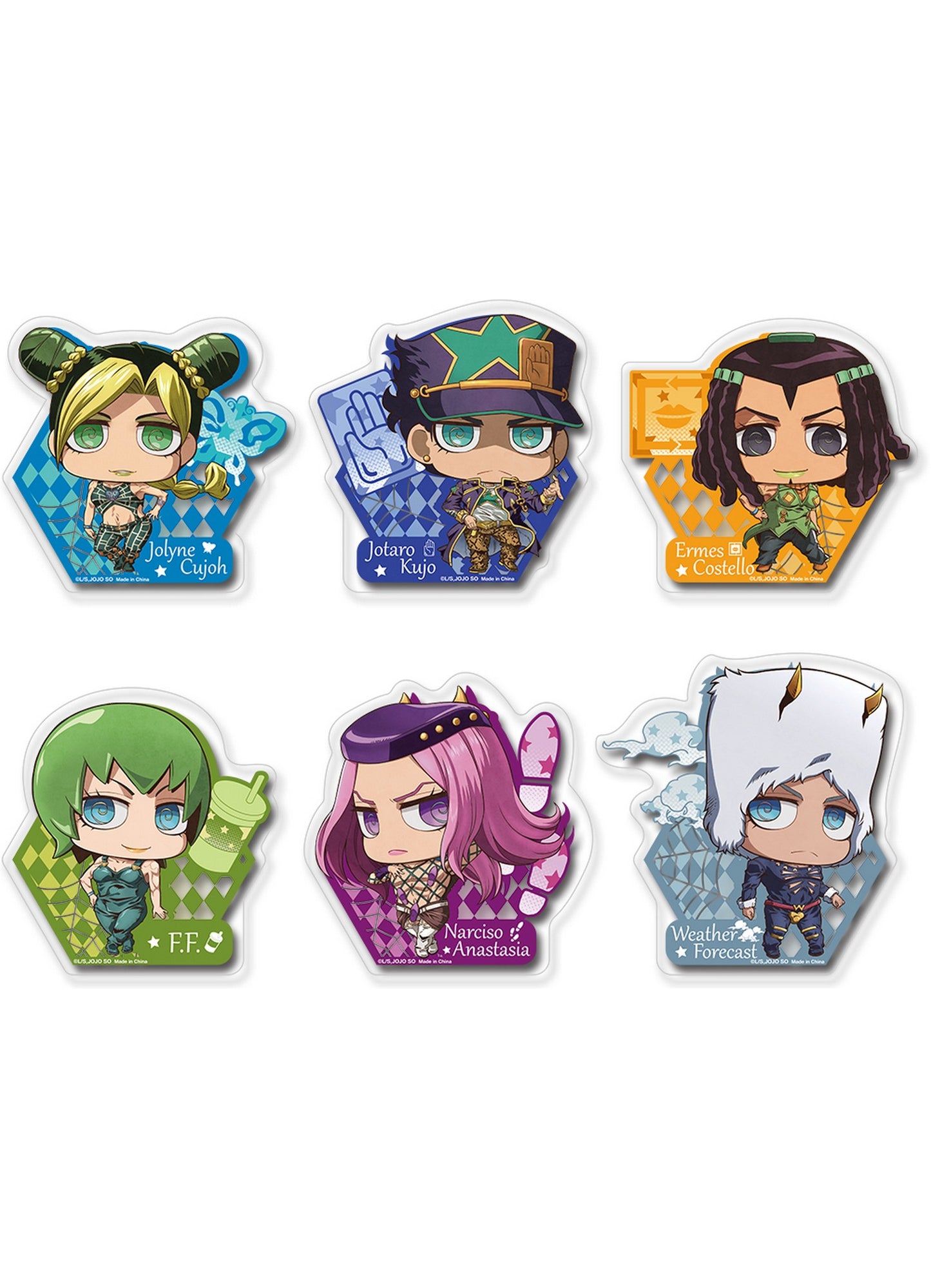 Jojos S5 Stone Ocean - Group Character SD Icon Version Transparent Sticker Set