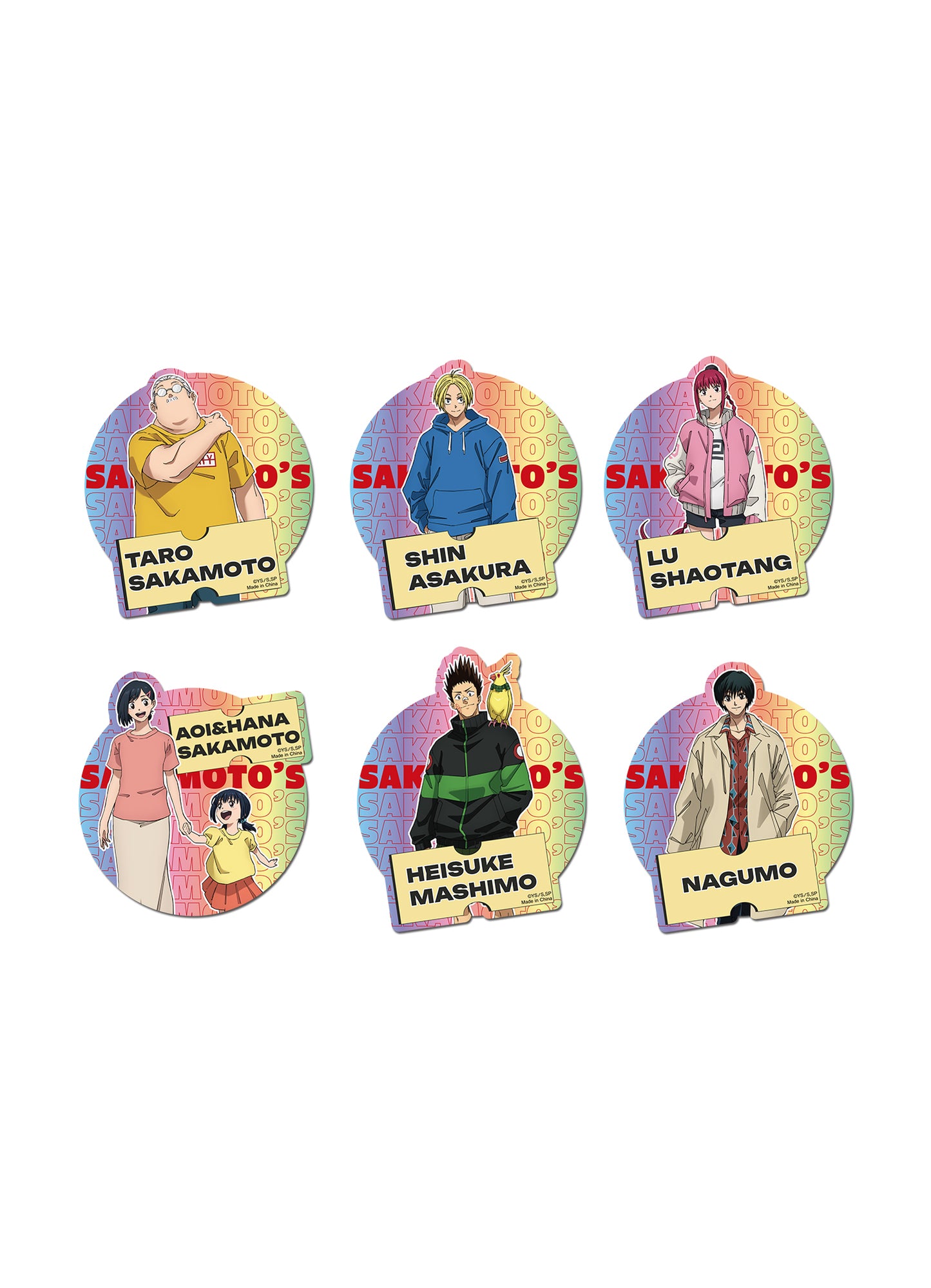Sakamoto Day - Character Group Holographic Stickers 3.5"H