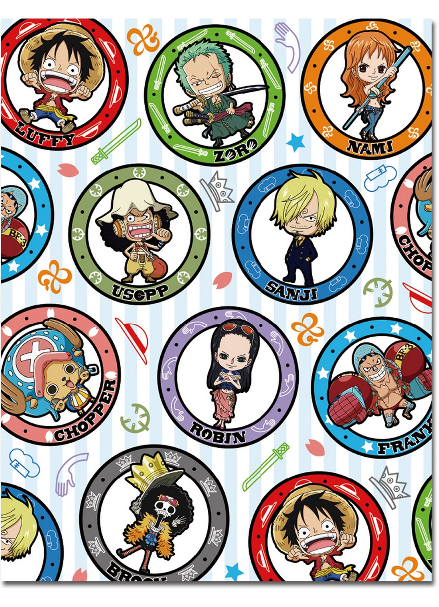 One Piece - Fi Arc SD Badges Sublimation Throw Blanket 46"W x 60"H