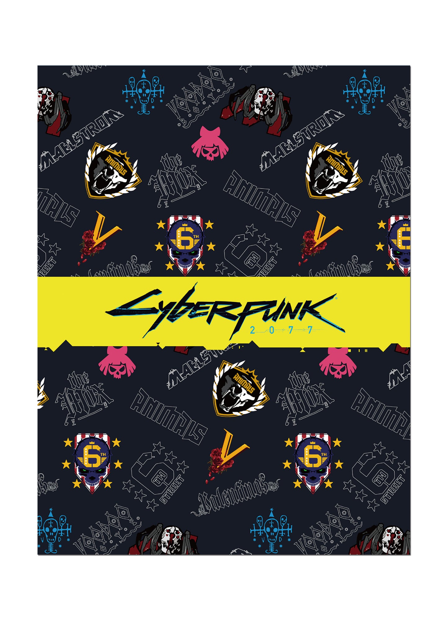 Cyberpunk 2077 - Night City Gangs Icons Throw Blanket 46"W x 60"H
