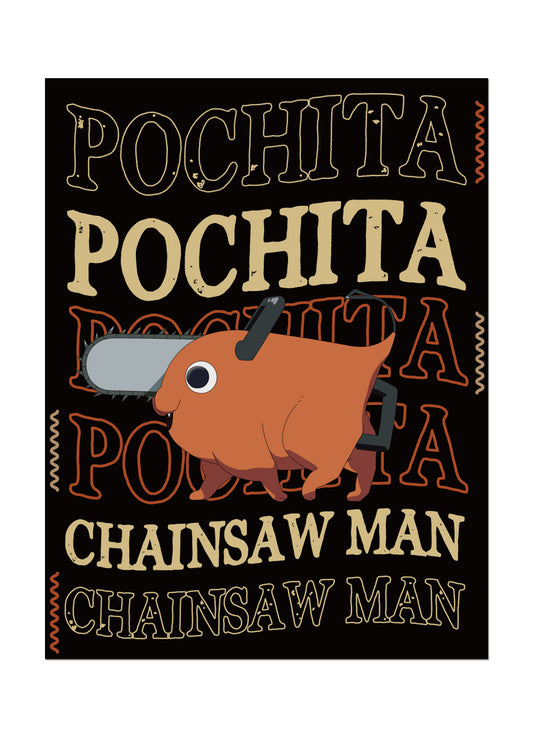 Chainsaw Man - Pochita With Font Color Throw Blanket 46"W x 60"H