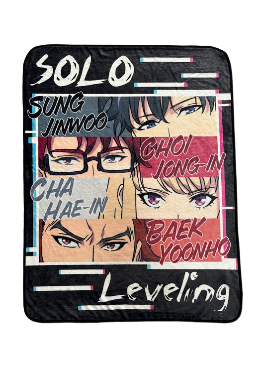 Solo Leveling - Main Characters Eye Style With Name Art Throw Blanket