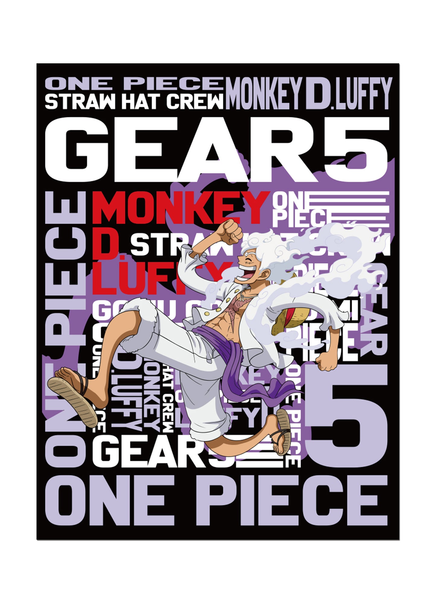 One Piece - Monkey D. Luffy Gear 5 With Font Throw Blanket 46"W x 60"H