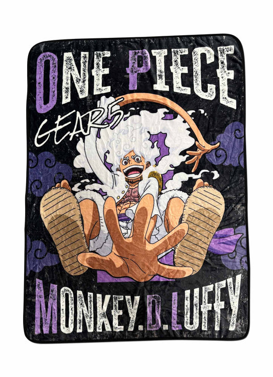 One Piece - Luffy Gear 5 Mottled Black Blanket 46"W x 60"H