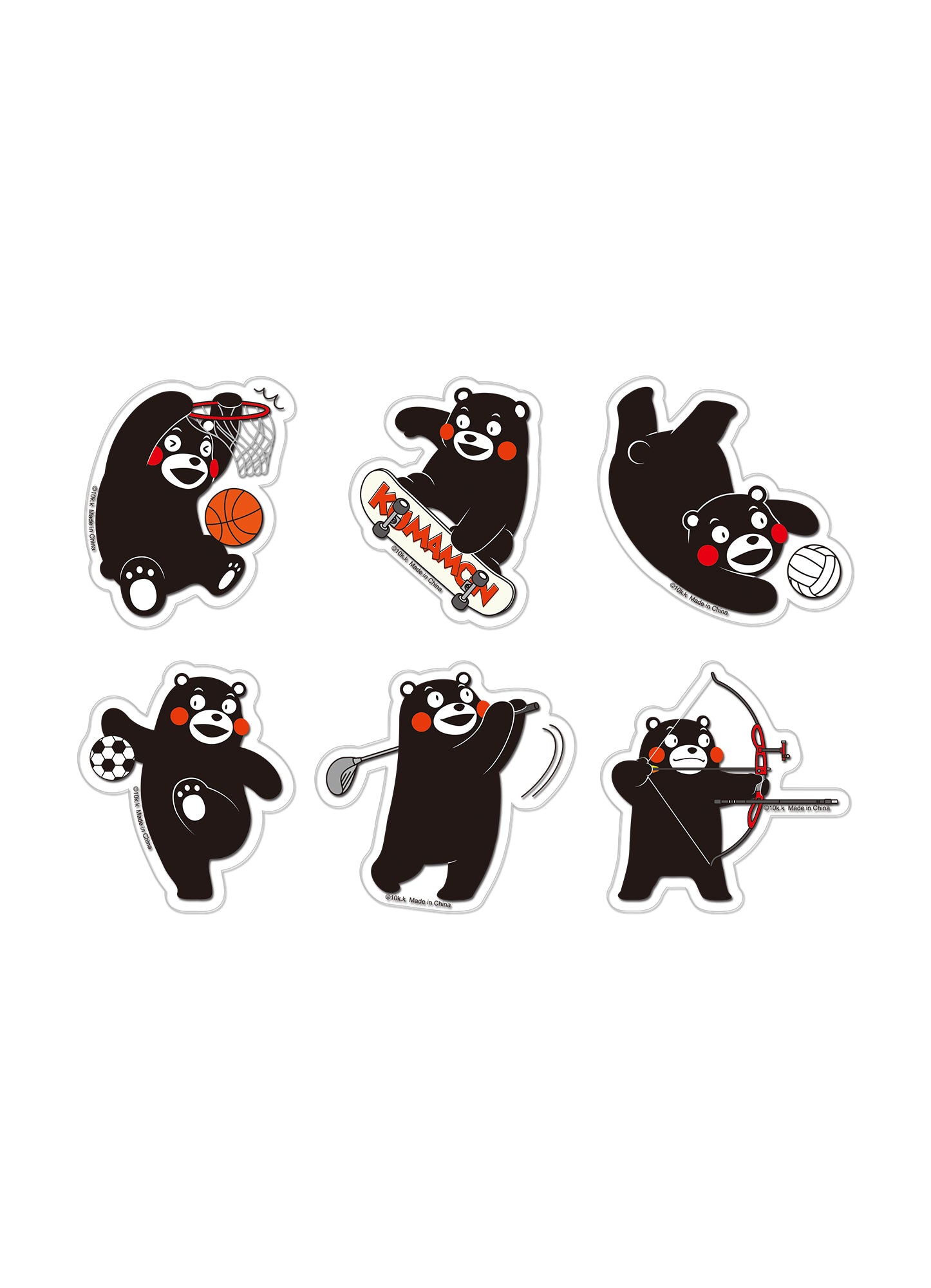Kumamon - Sports Series Transparent Die-Cut Sticker Set