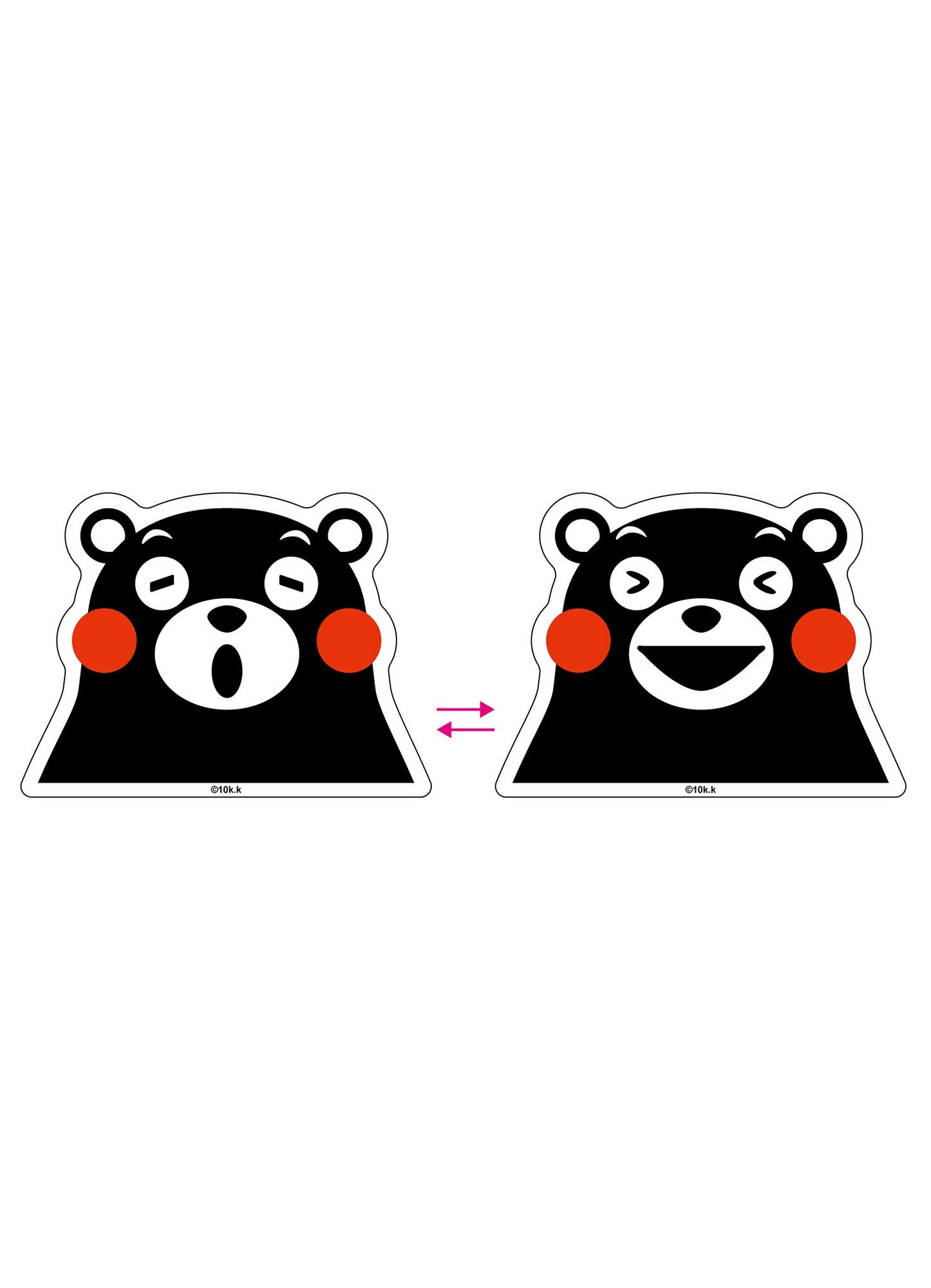 Kumamon - Kumamon Reflective Face Changing Car Sticker