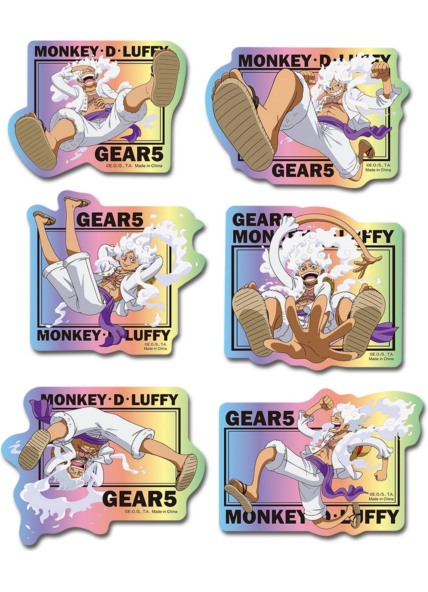 One Piece - Monkey D. Luffy Gear 5 Holographic Sticker Set