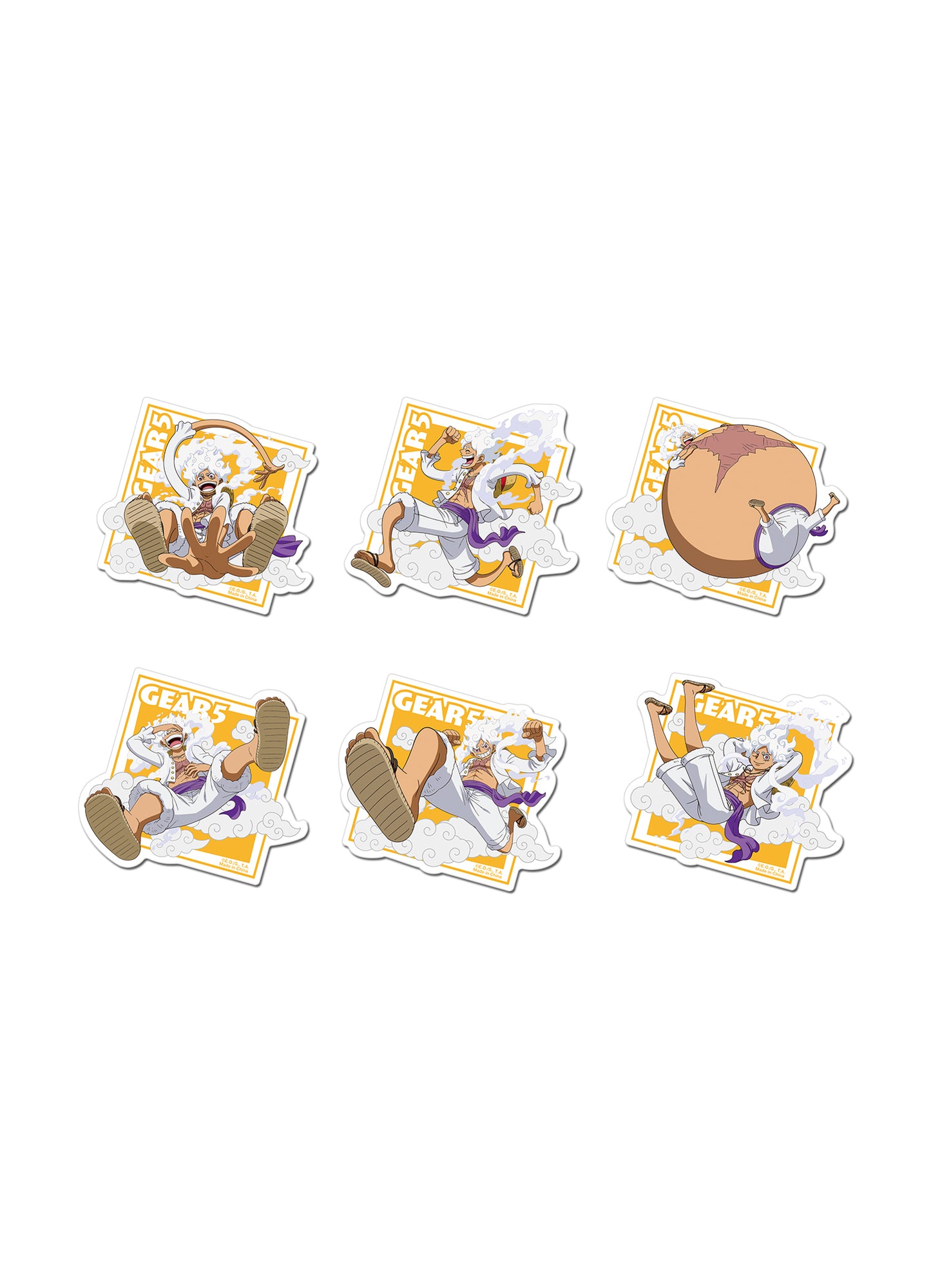 One Piece - Gear 5 Monkey D. Luffy Die-Cut Sticker Set
