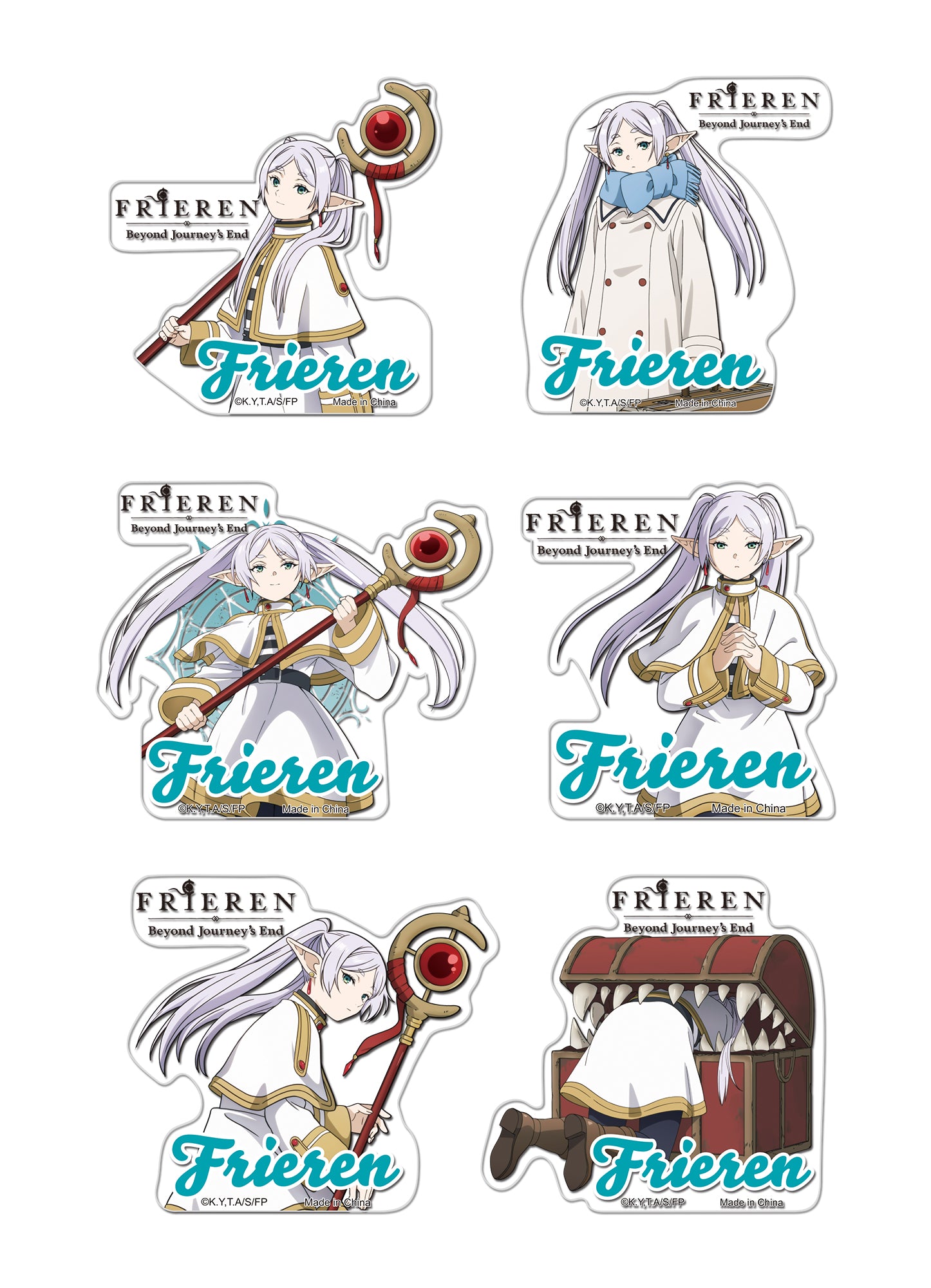 Frieren: Beyond Journey's End - Frieren's Different Poses Transparent Die-Cut Sticker