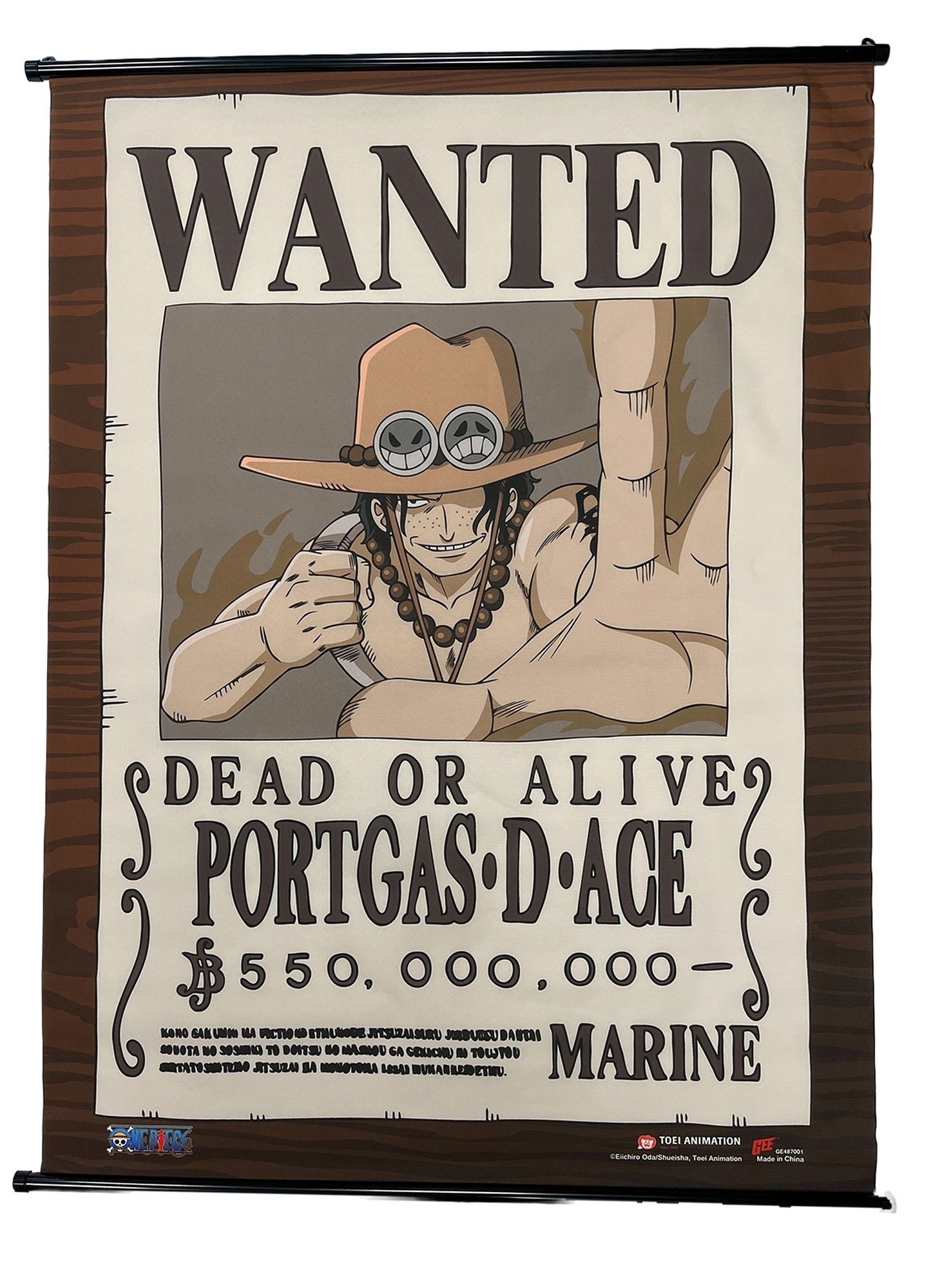 One Piece - Wanted Posters Portgas D. Ace Wall Scroll 31"W x 43"H