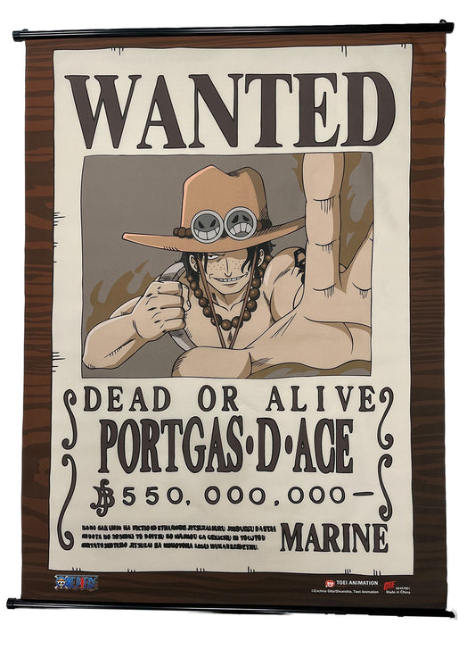 One Piece - Wanted Posters Portgas D. Ace Wall Scroll 31"W x 43"H