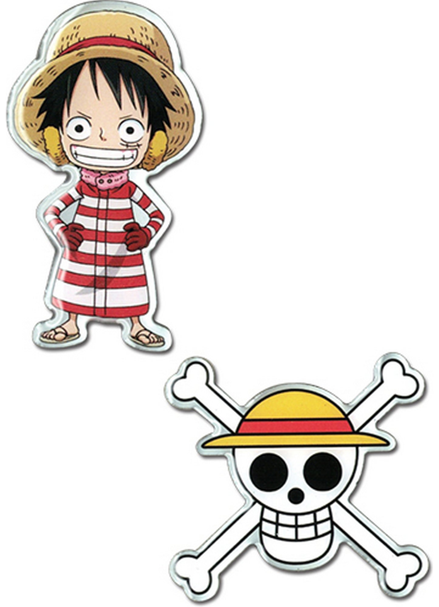 One Piece - Monkey D. Luffy & Straw Hat Skull Metal Pins